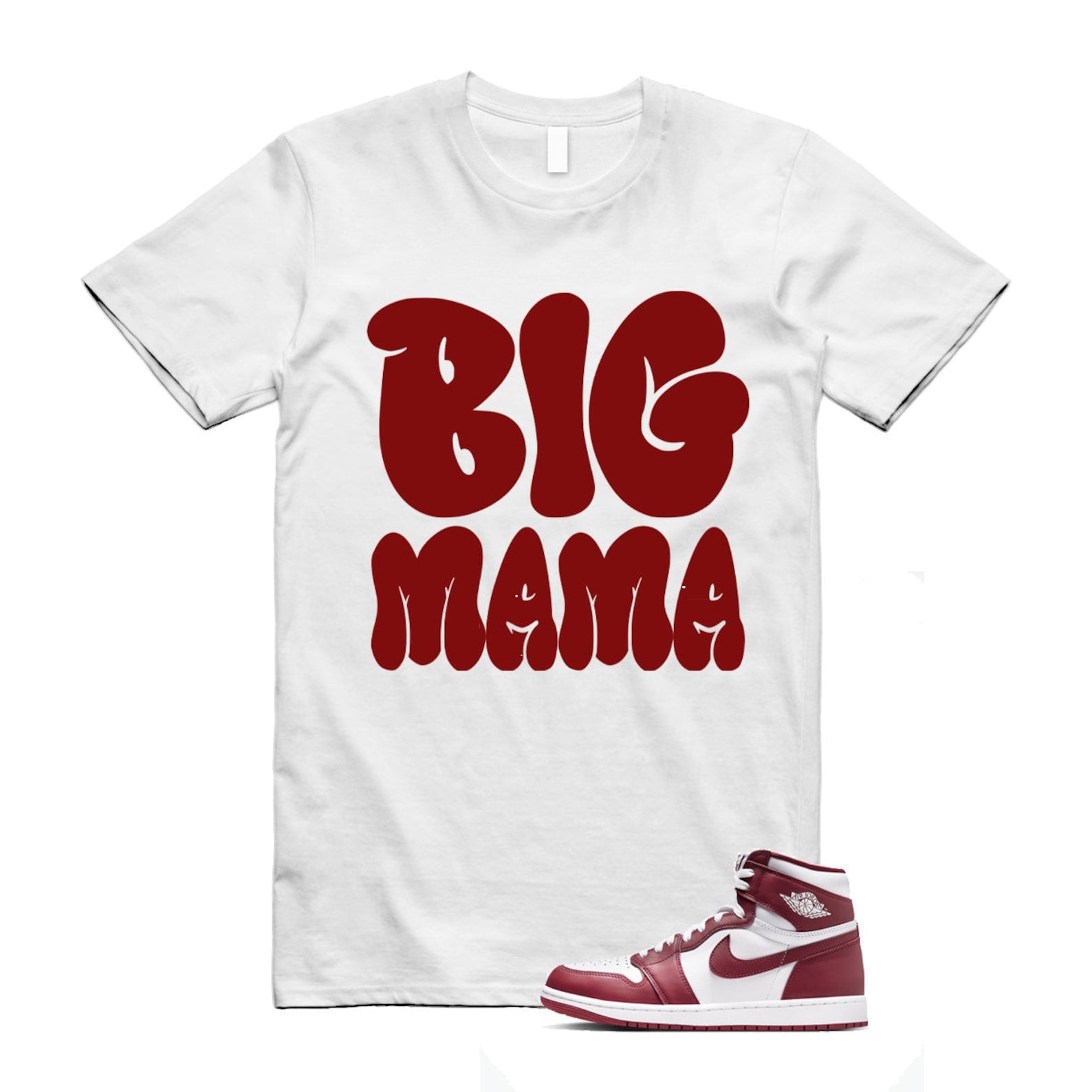 1 Artisanal Team Red Retro High OG White T Shirt Match MAMA DZ5485-160 T-Shirt, Sneaker Match Tee