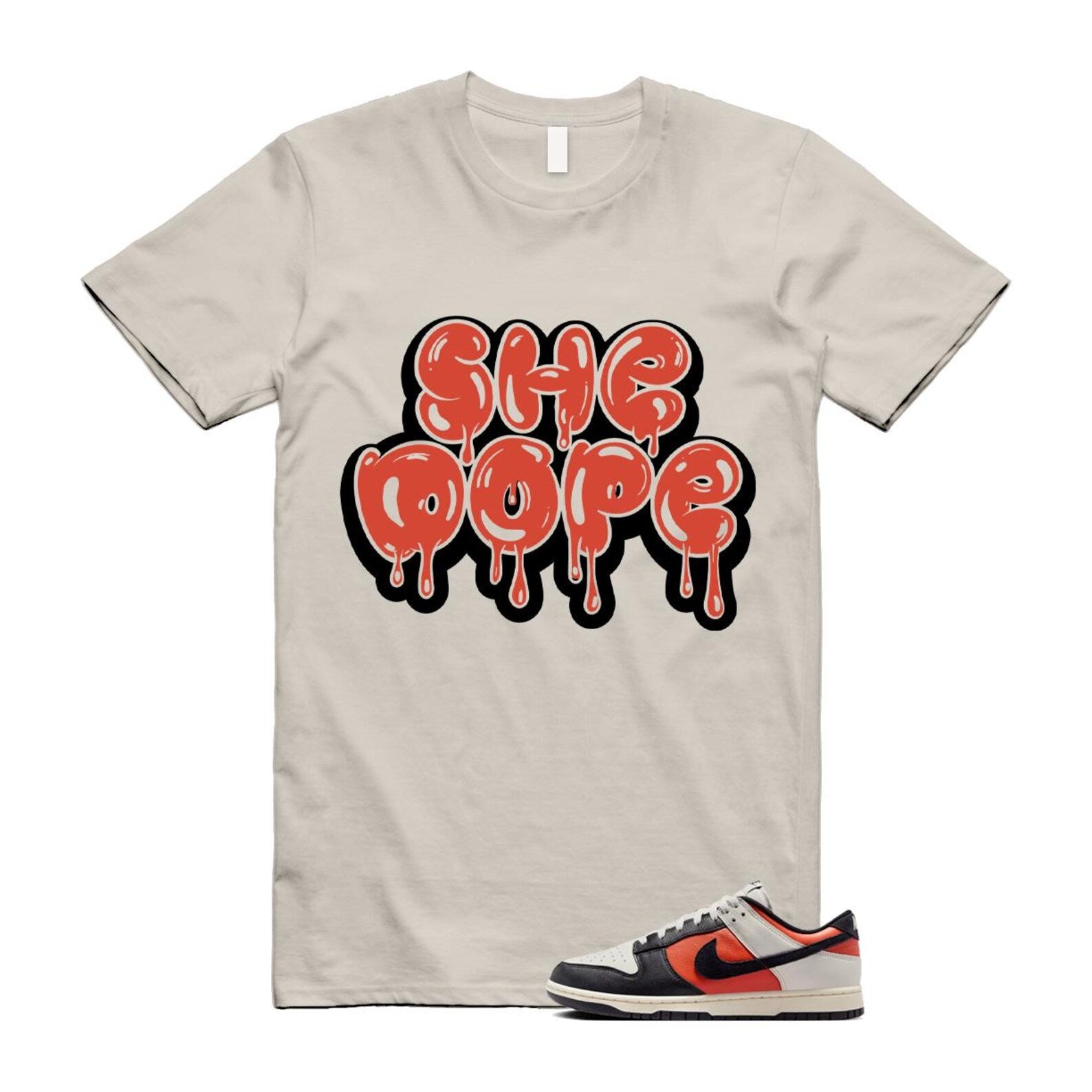 Dunk Vintage Coral Pale Ivory Phantom Black Low T Shirt Match SHE HQ4988-030 T-Shirt, Sneaker Match Tee