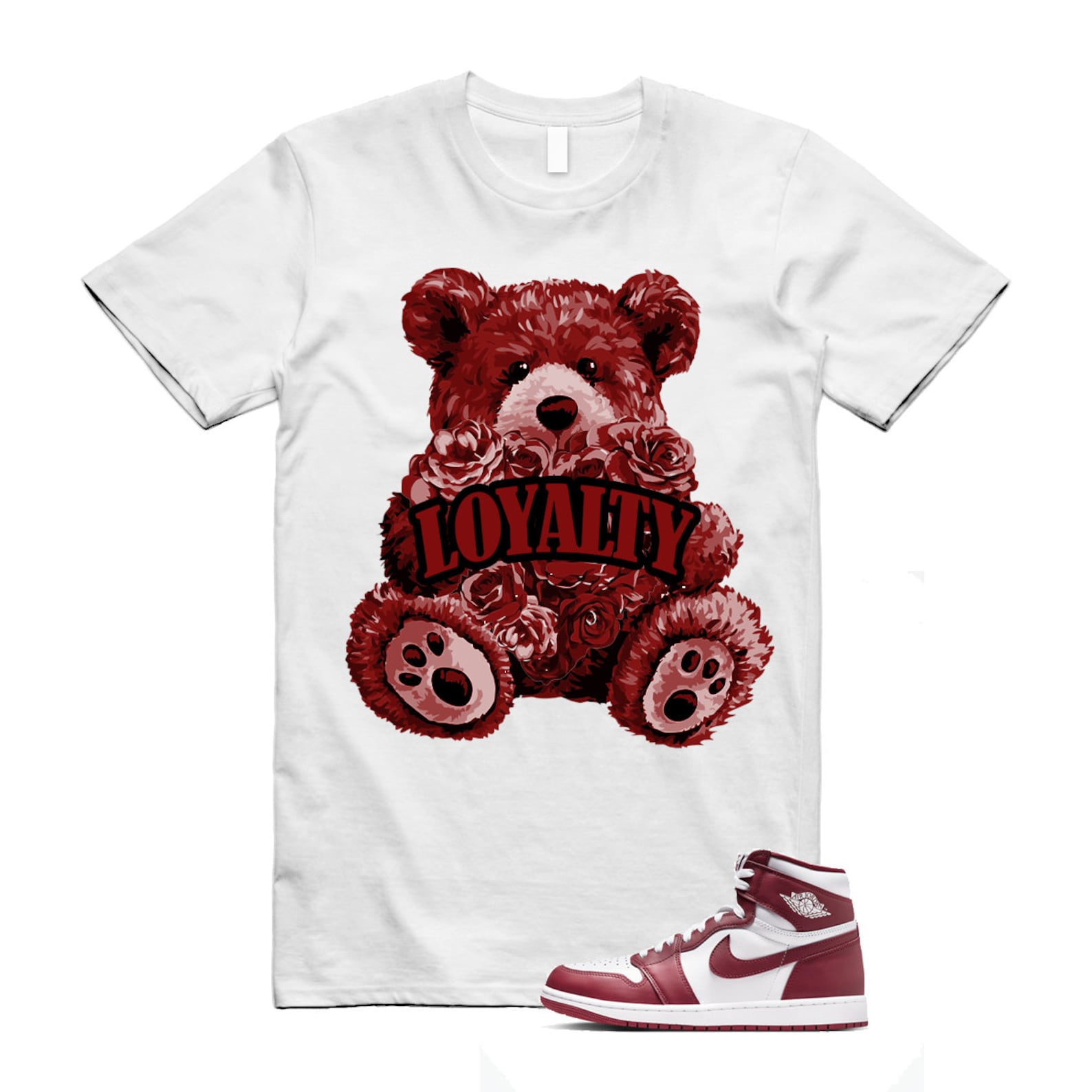 1 Artisanal Team Red Retro High OG White T Shirt Match LYLTY DZ5485-160 T-Shirt, Sneaker Match Tee