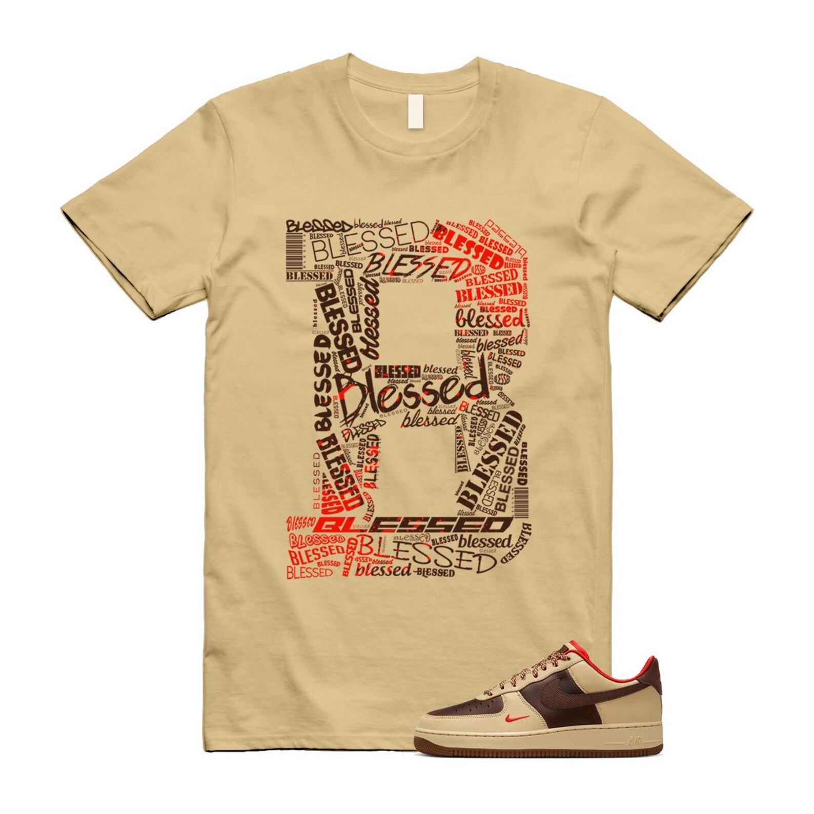 Air Force 1 Low '07 Light British Tan T Shirt Match B HQ3447-222 T-Shirt, Sneaker Match Tee