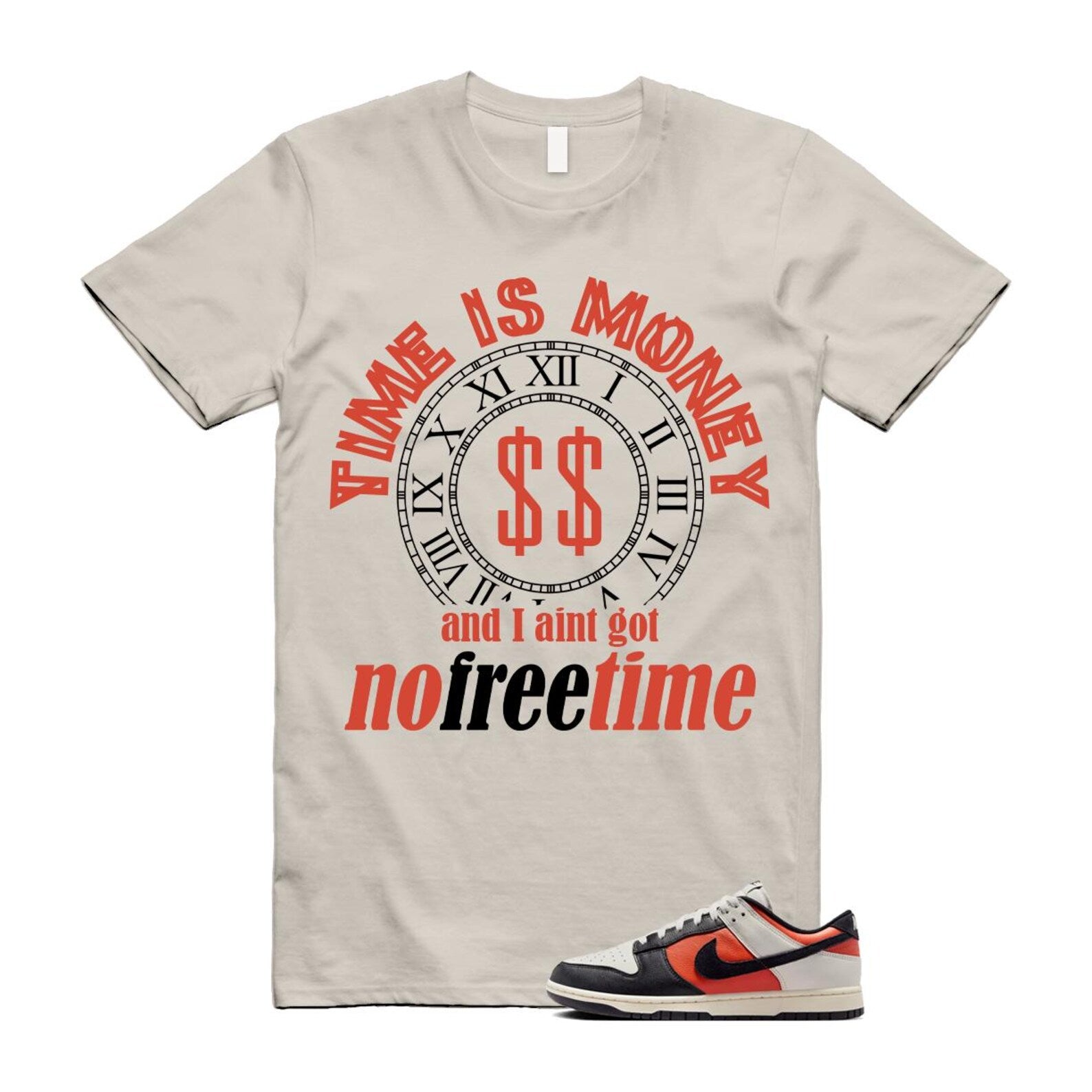Dunk Vintage Coral Pale Ivory Phantom Black Low T Shirt Match FREE TIME HQ4988-030 T-Shirt, Sneaker Match Tee