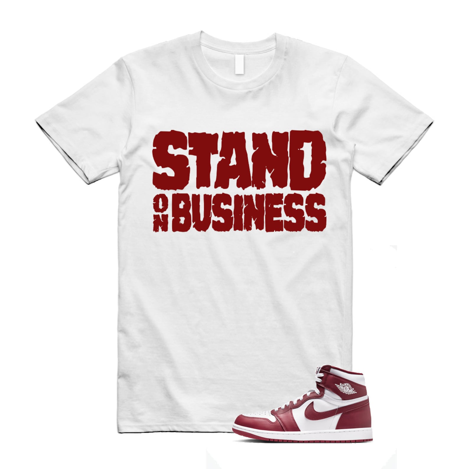 1 Artisanal Team Red Retro High OG White T Shirt Match Stand On Business DZ5485-160 T-Shirt, Sneaker Match Tee