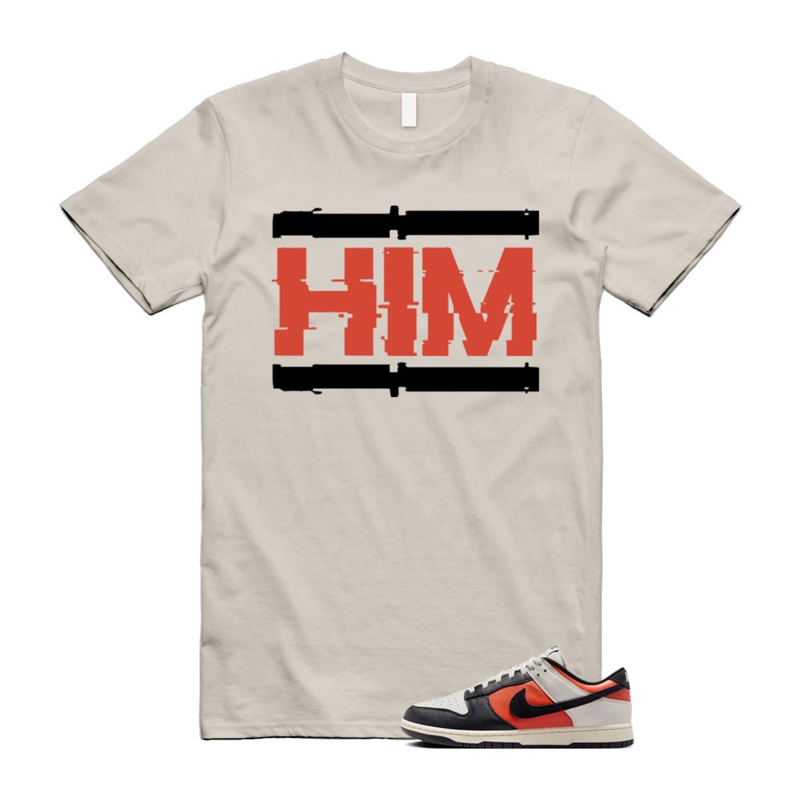 Dunk Vintage Coral Pale Ivory Phantom Black Low T Shirt Match HIM HQ4988-030 T-Shirt, Sneaker Match Tee