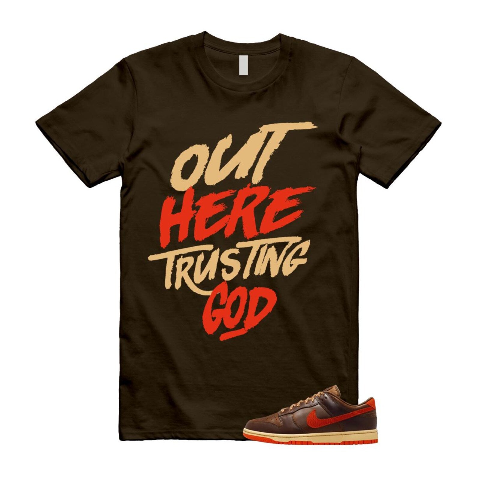 Dunk British Brown Light Tan Sesame Picante Red T Shirt Match TG HQ3448-262 T-Shirt, Sneaker Match Tee