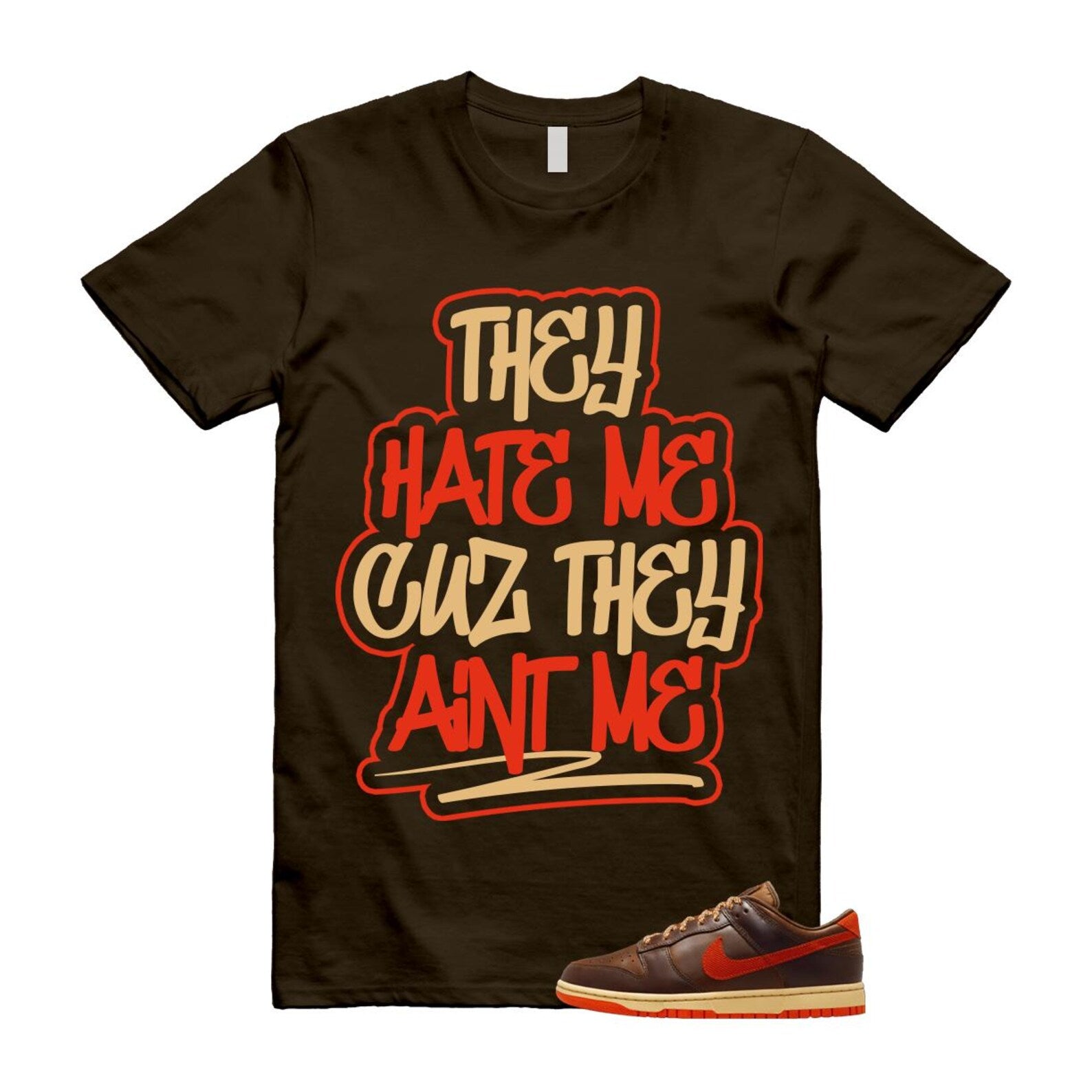 Dunk British Brown Light Tan Sesame Picante Red T Shirt Match AINT HQ3448-262 T-Shirt, Sneaker Match Tee