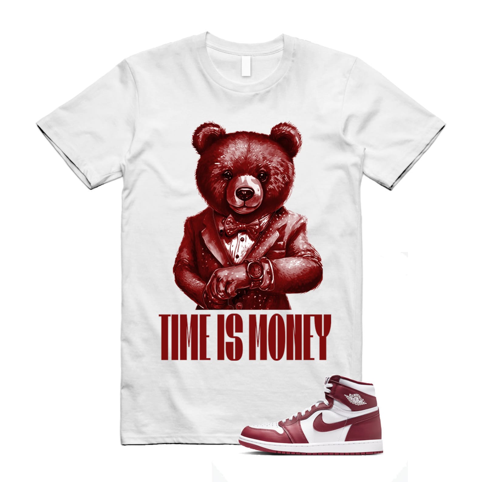 1 Artisanal Team Red Retro High OG White T Shirt Match TIM DZ5485-160 T-Shirt, Sneaker Match Tee