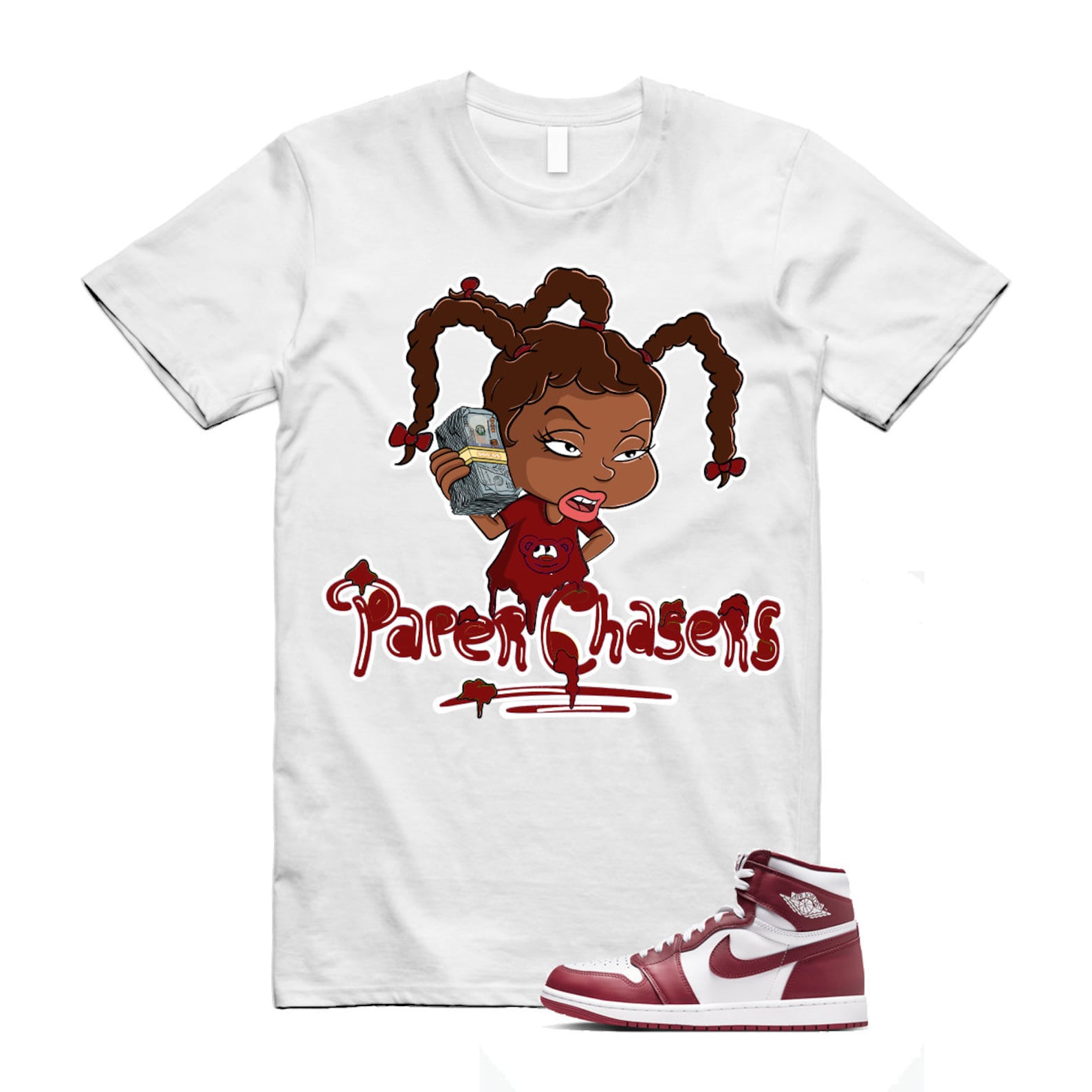 1 Artisanal Team Red Retro High OG White T Shirt Match PC DZ5485-160 T-Shirt, Sneaker Match Tee