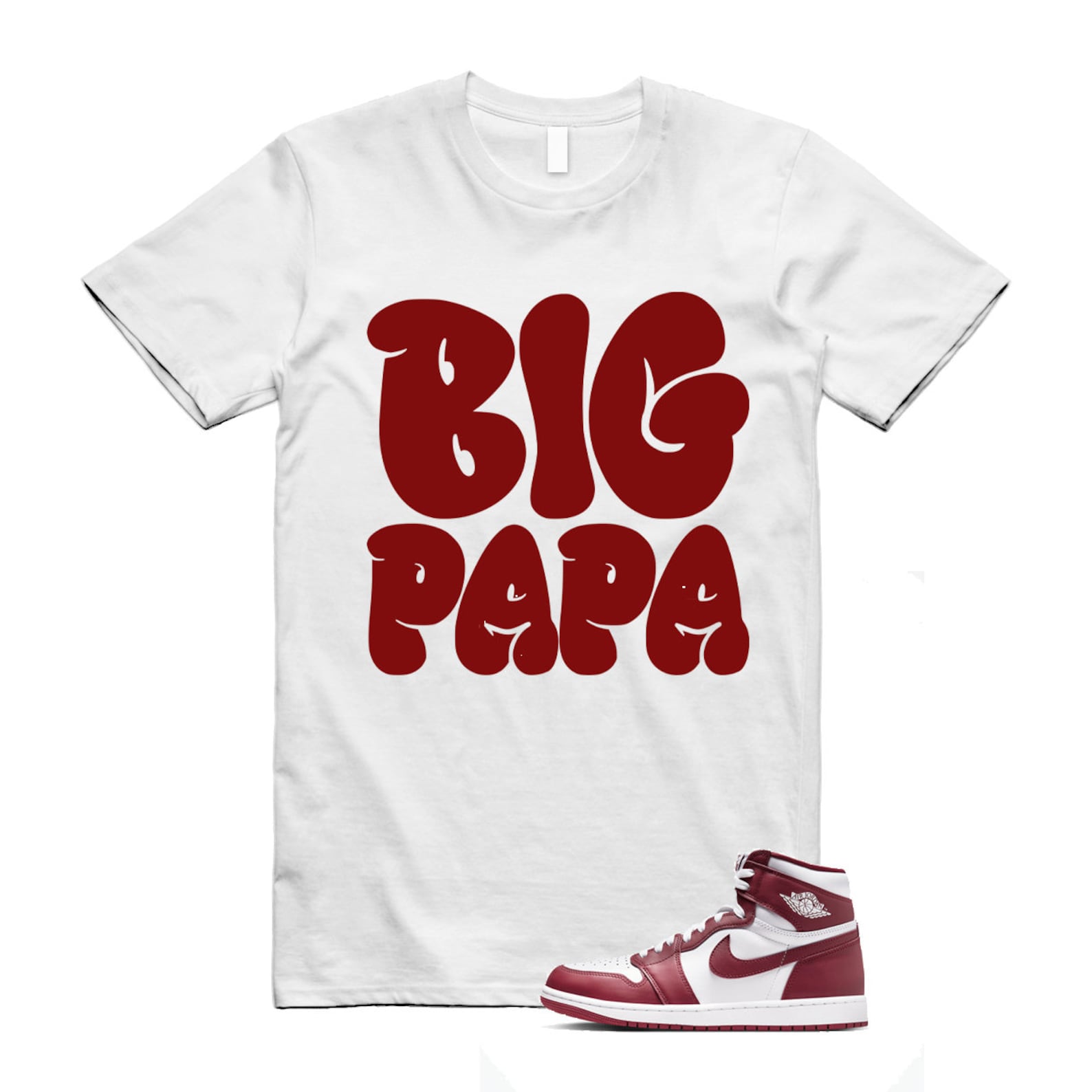 1 Artisanal Team Red Retro High OG White T Shirt Match PAPA DZ5485-160 T-Shirt, Sneaker Match Tee