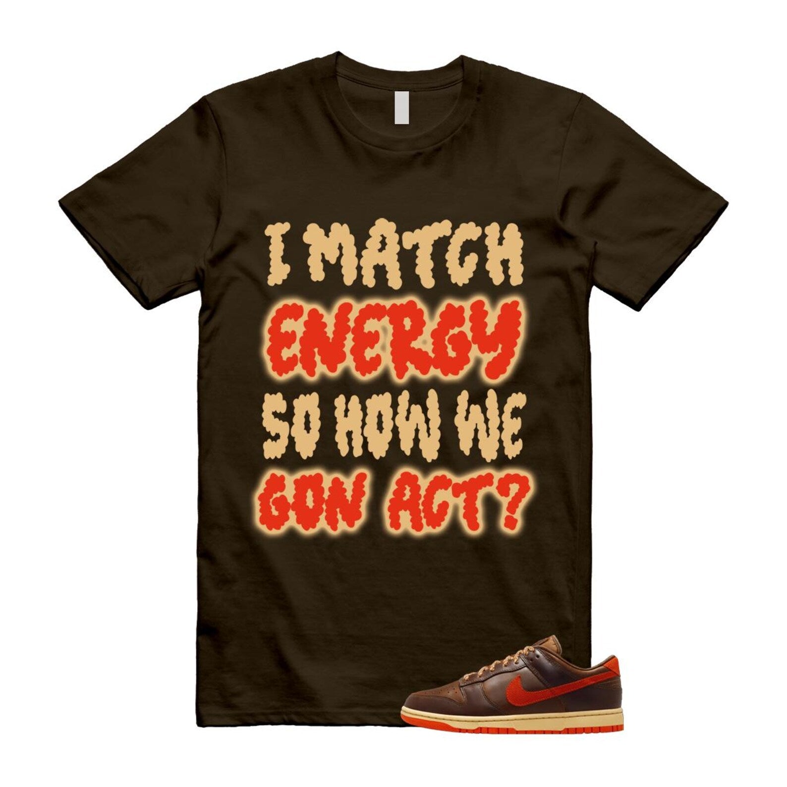 Dunk British Brown Light Tan Sesame Picante Red T Shirt Match MATCH HQ3448-262 T-Shirt, Sneaker Match Tee