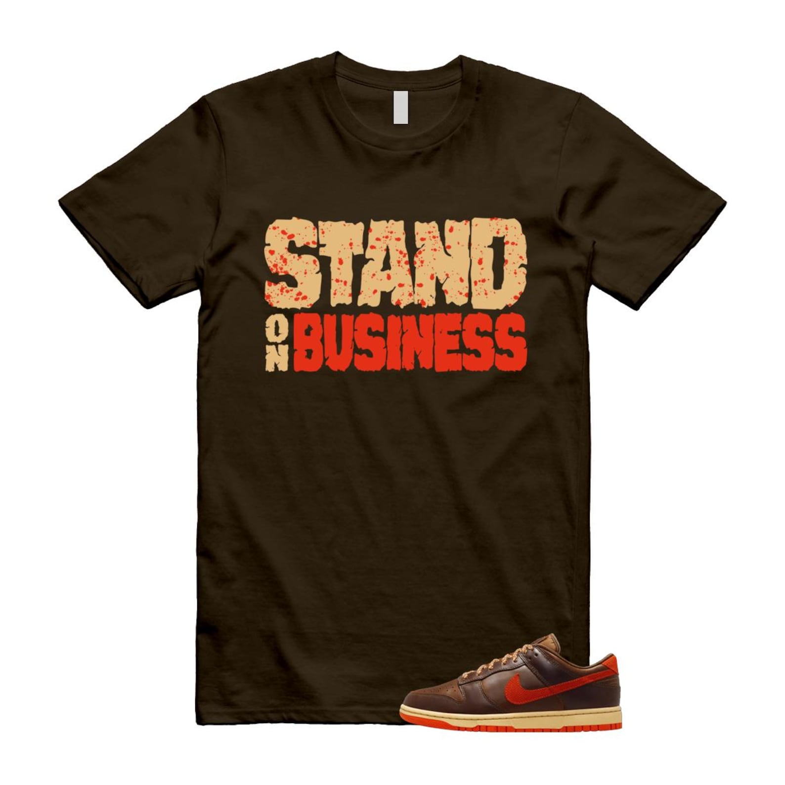 Dunk British Brown Light Tan Sesame Picante Red T Shirt Match Stand On Business HQ3448-262 T-Shirt, Sneaker Match Tee