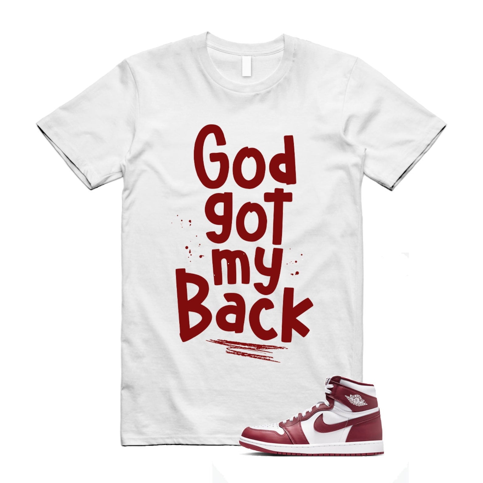 1 Artisanal Team Red Retro High OG White T Shirt Match GOD DZ5485-160 T-Shirt, Sneaker Match Tee