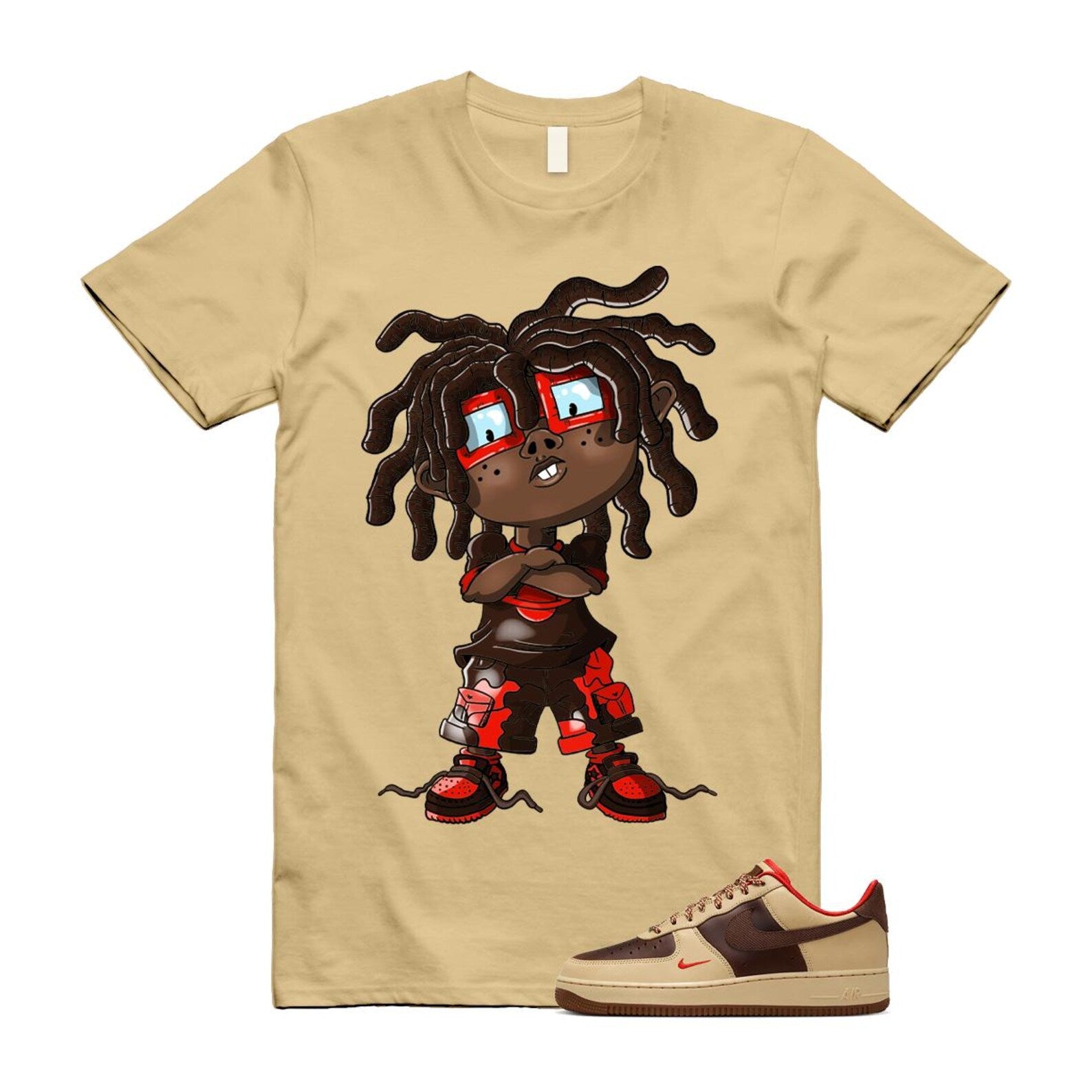 Air Force 1 Low '07 Light British Tan T Shirt Match CHONGO HQ3447-222 T-Shirt, Sneaker Match Tee