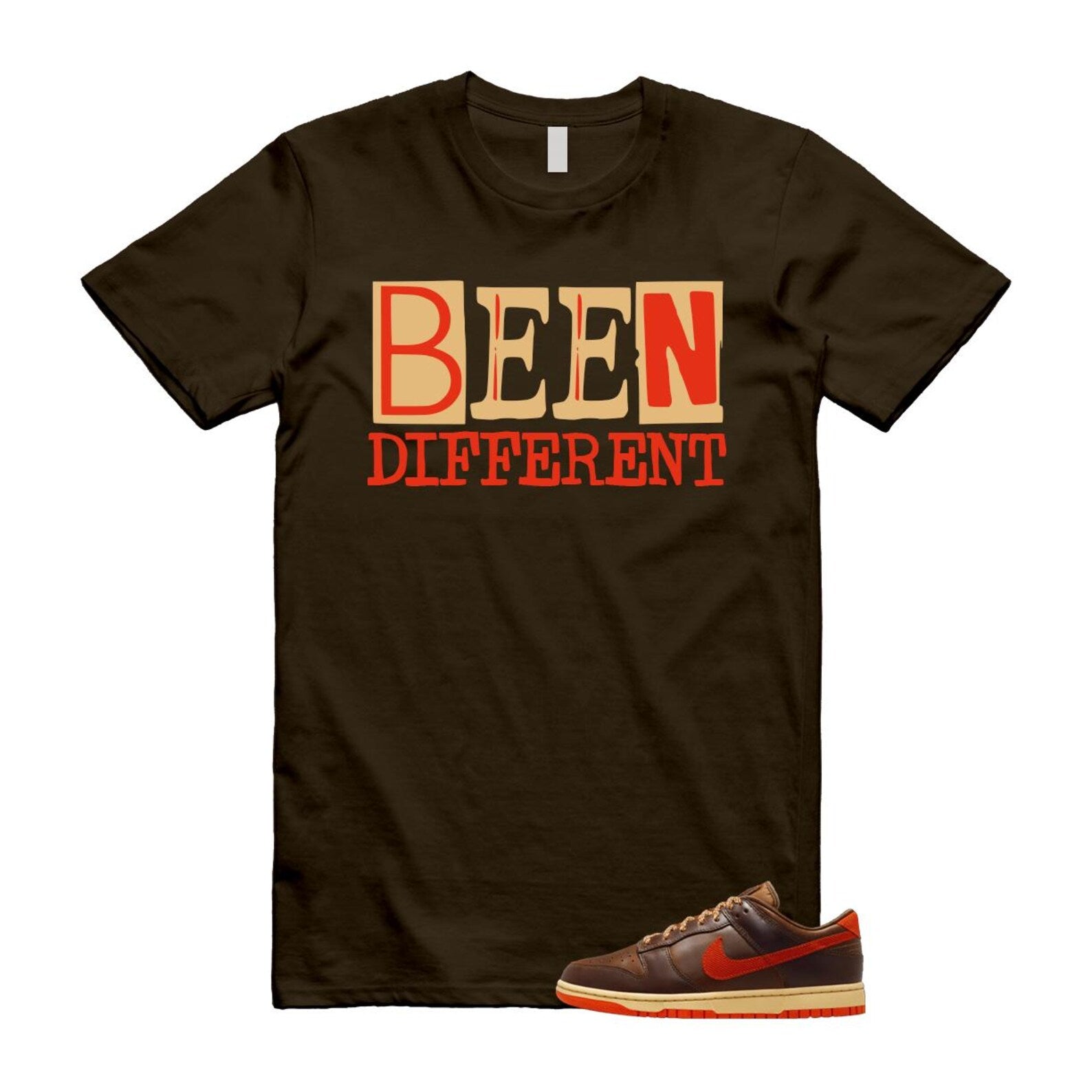 Dunk British Brown Light Tan Sesame Picante Red T Shirt Match BEEN HQ3448-262 T-Shirt, Sneaker Match Tee