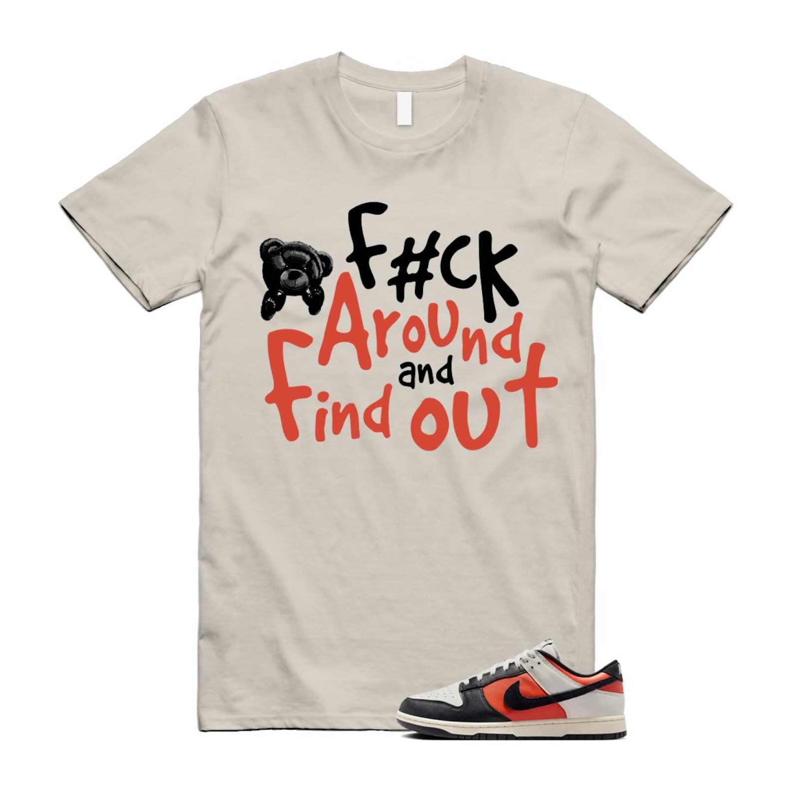 Dunk Vintage Coral Pale Ivory Phantom Black Low T Shirt Match FCK HQ4988-030 T-Shirt, Sneaker Match Tee