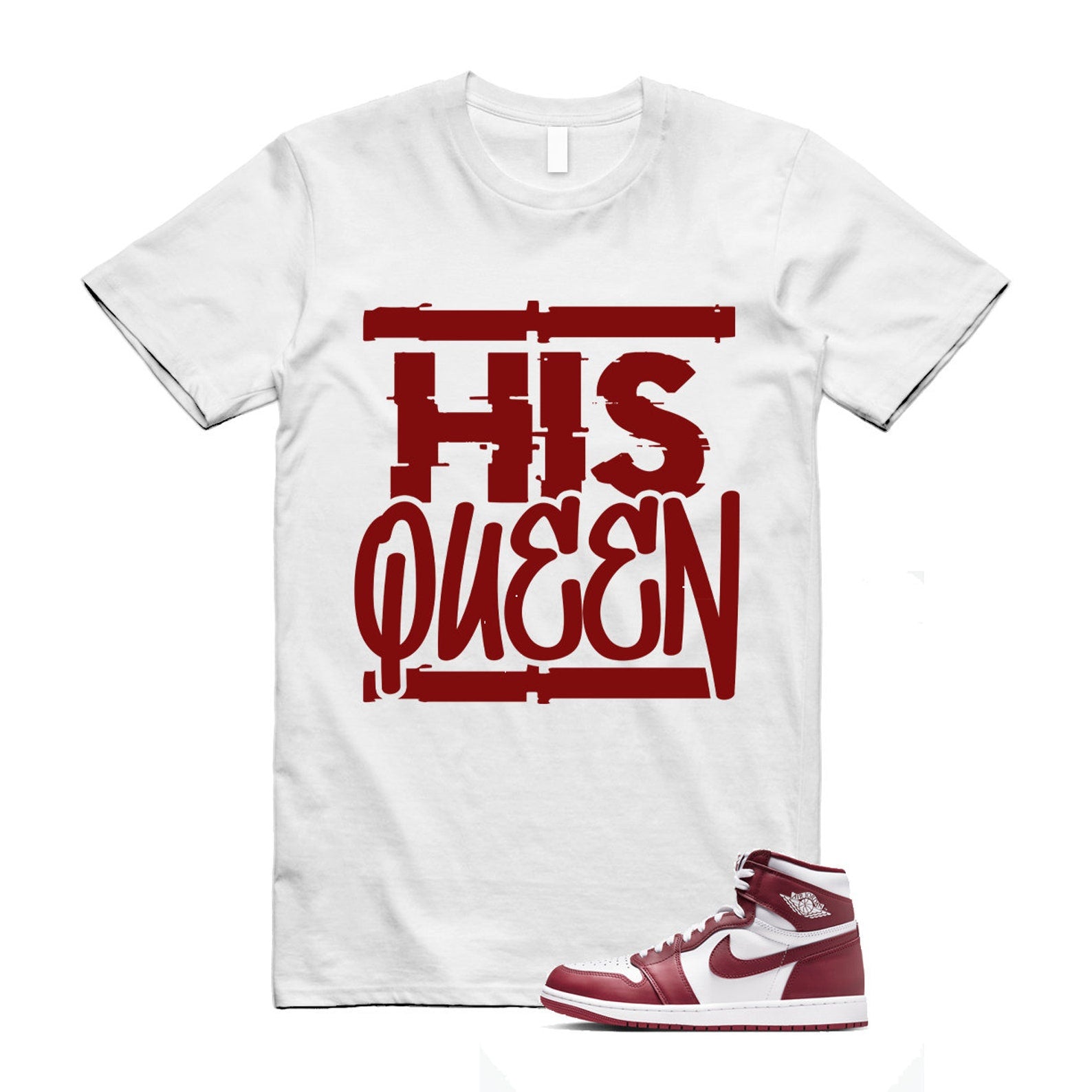 1 Artisanal Team Red Retro High OG White T Shirt Match HQ DZ5485-160 T-Shirt, Sneaker Match Tee
