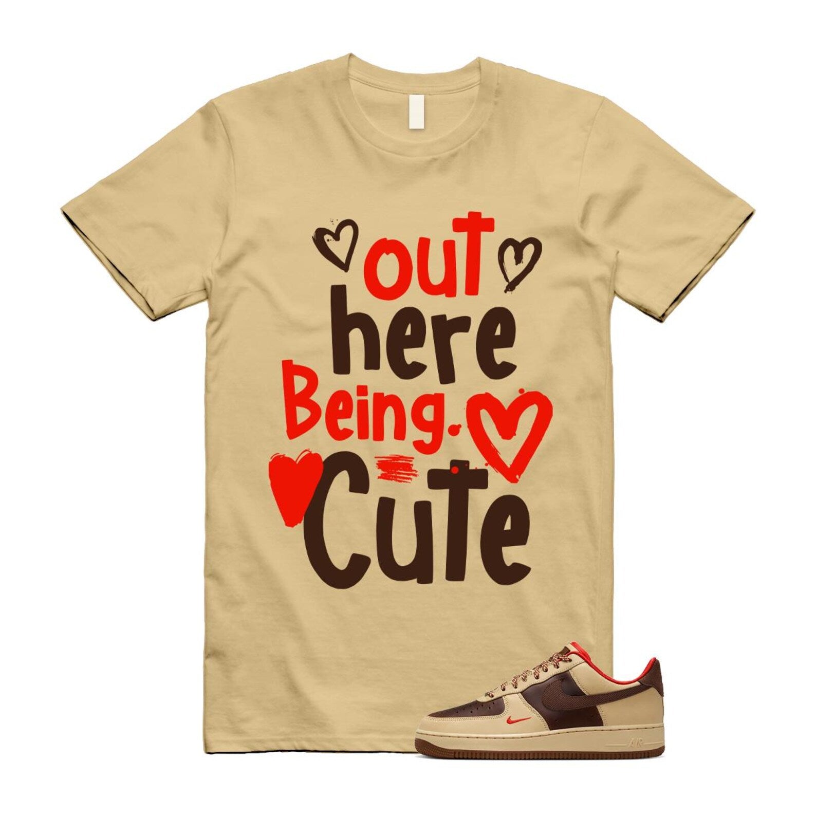 Air Force 1 Low '07 Light British Tan T Shirt Match Out Here Being Cute HQ3447-222 T-Shirt, Sneaker Match Tee