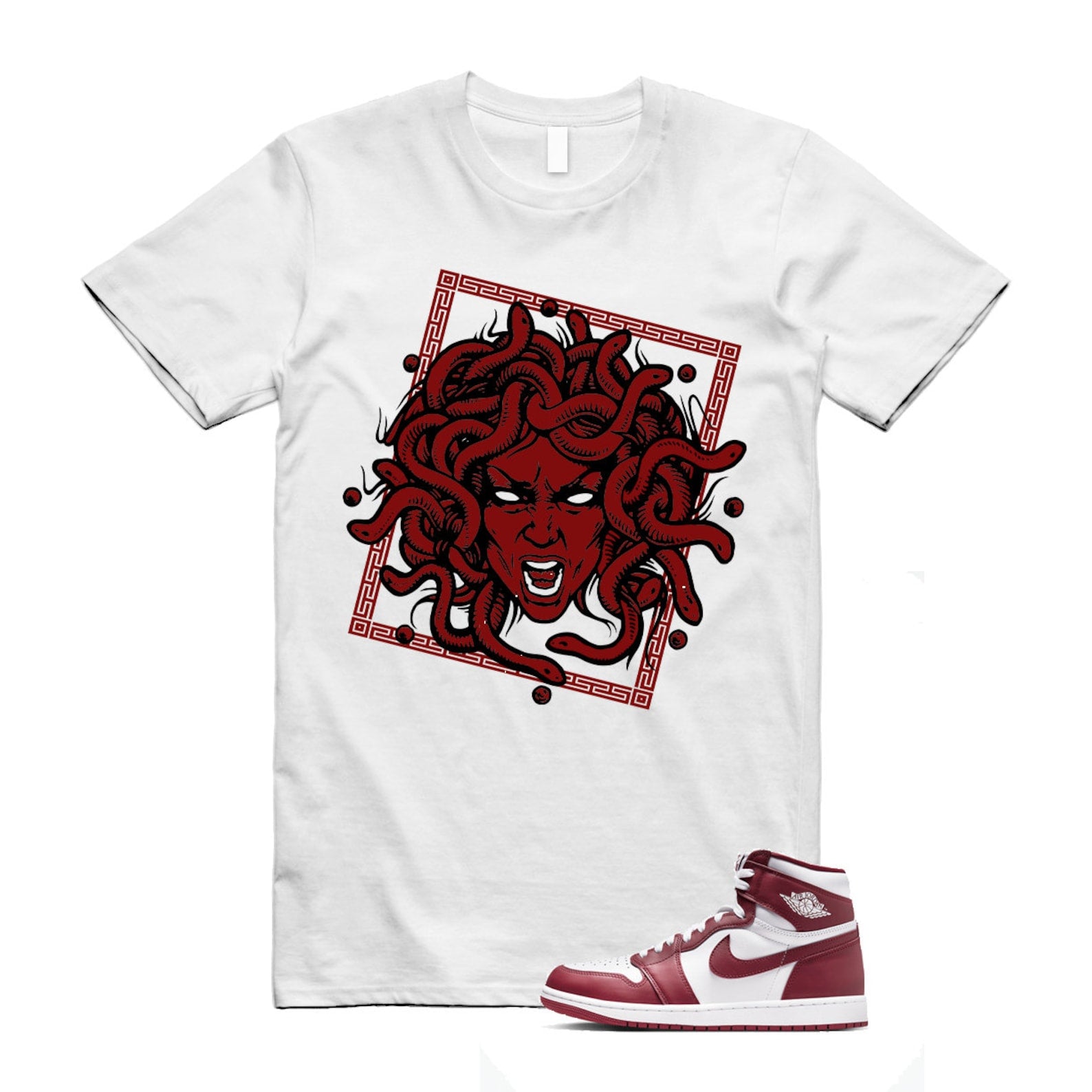 1 Artisanal Team Red Retro High OG White T Shirt Match SHM DZ5485-160 T-Shirt, Sneaker Match Tee