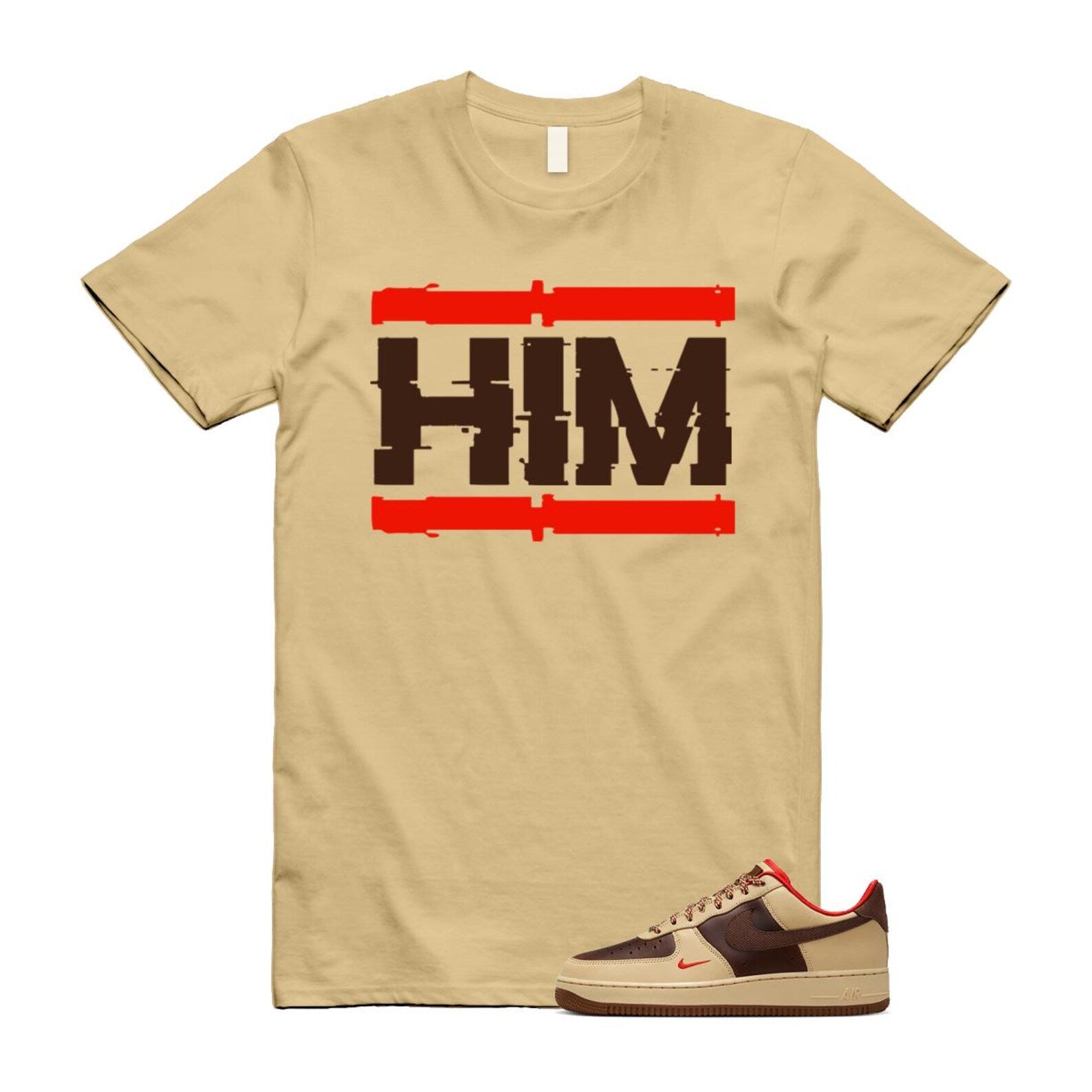 Air Force 1 Low '07 Light British Tan T Shirt Match HIM HQ3447-222 T-Shirt, Sneaker Match Tee
