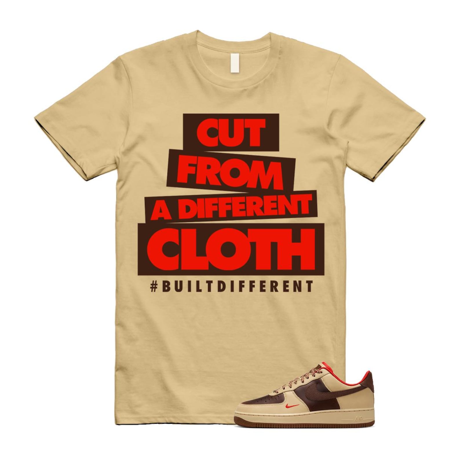 Air Force 1 Low '07 Light British Tan T Shirt Match CLOTH HQ3447-222 T-Shirt, Sneaker Match Tee