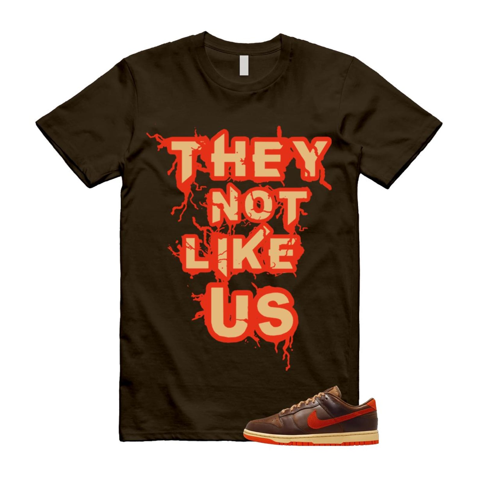 Dunk British Brown Light Tan Sesame Picante Red T Shirt Match US HQ3448-262 T-Shirt, Sneaker Match Tee