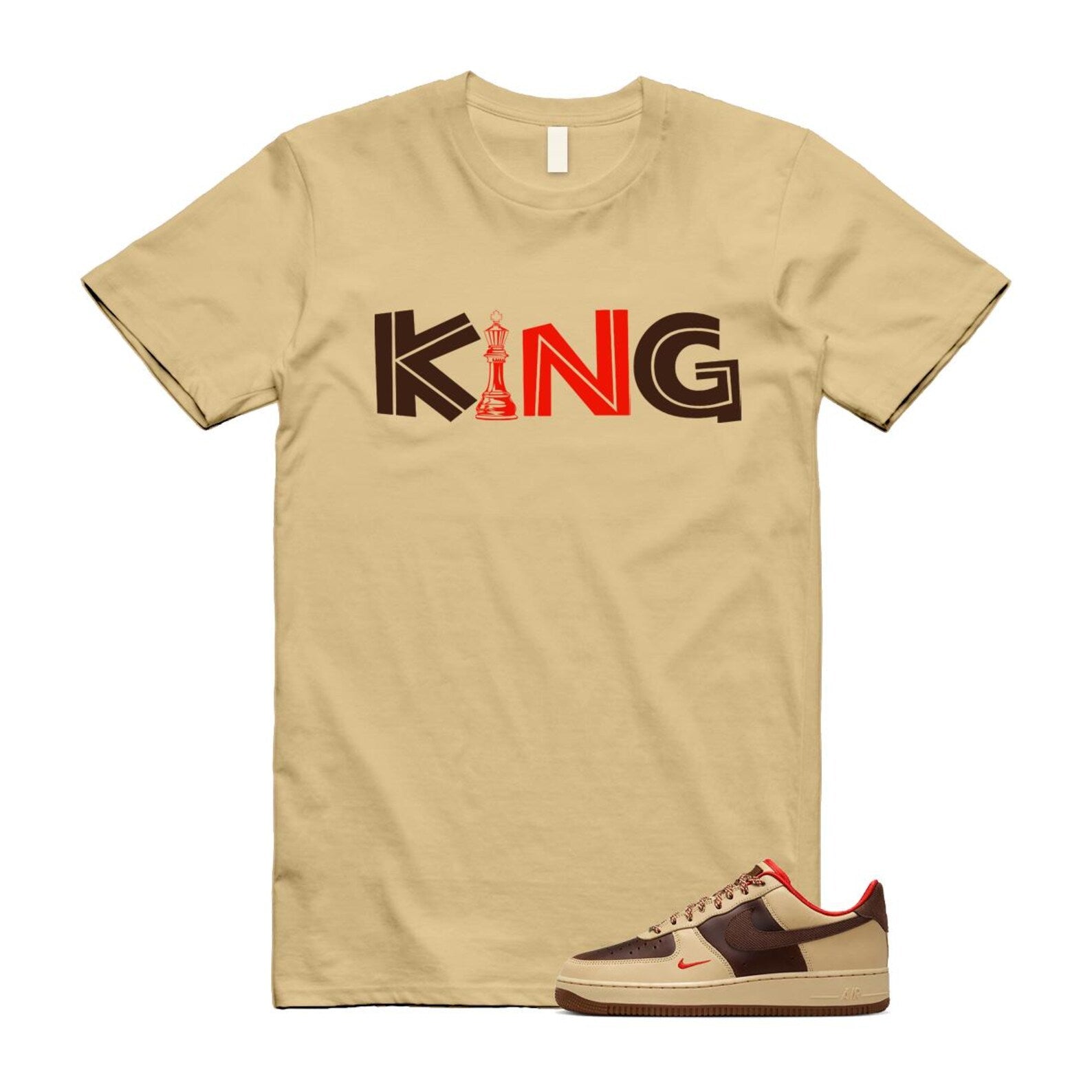 Air Force 1 Low '07 Light British Tan T Shirt Match KING HQ3447-222 T-Shirt, Sneaker Match Tee