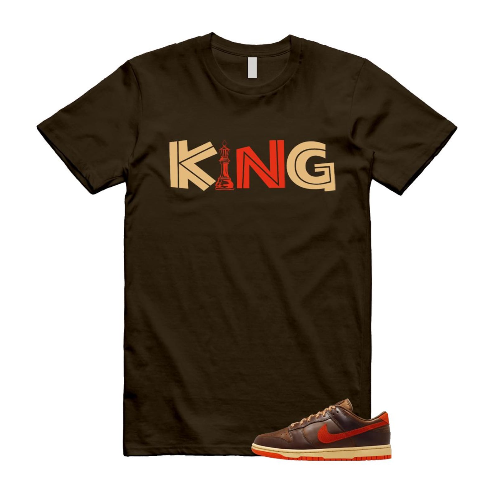 Dunk British Brown Light Tan Sesame Picante Red T Shirt Match KING HQ3448-262 T-Shirt, Sneaker Match Tee