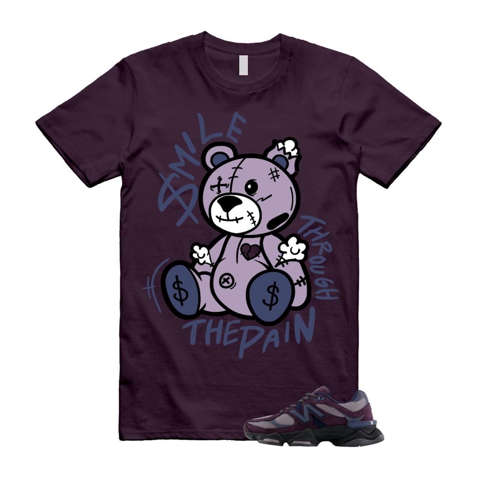 9060 Plum Brown Ice Wine Dark Arctic Grey T Shirt Match Smile Through The Pain U9060RFC T-Shirt, Sneaker Match Tee