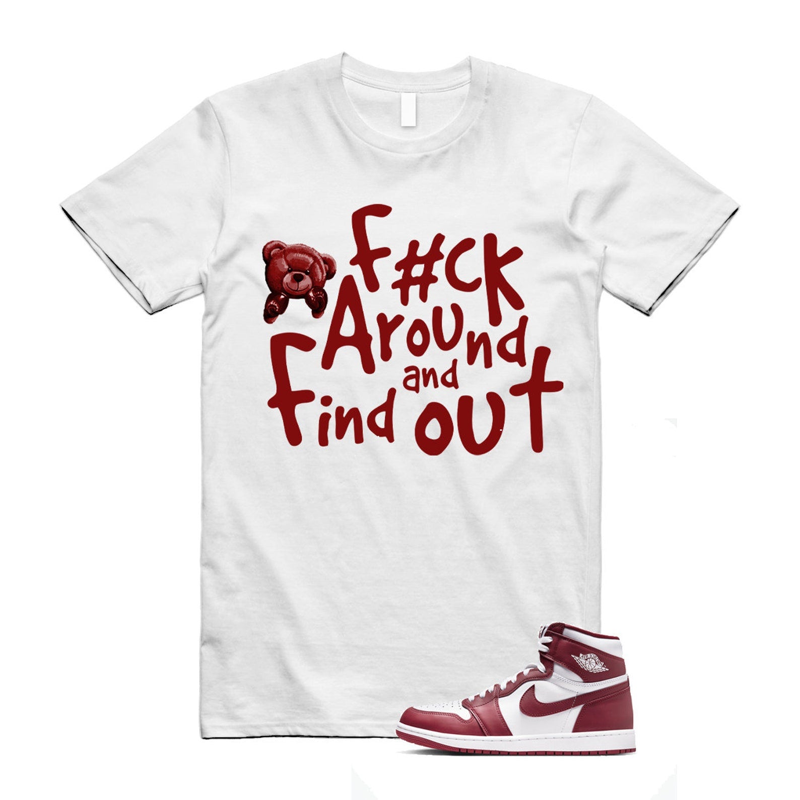1 Artisanal Team Red Retro High OG White T Shirt Match FCK DZ5485-160 T-Shirt, Sneaker Match Tee
