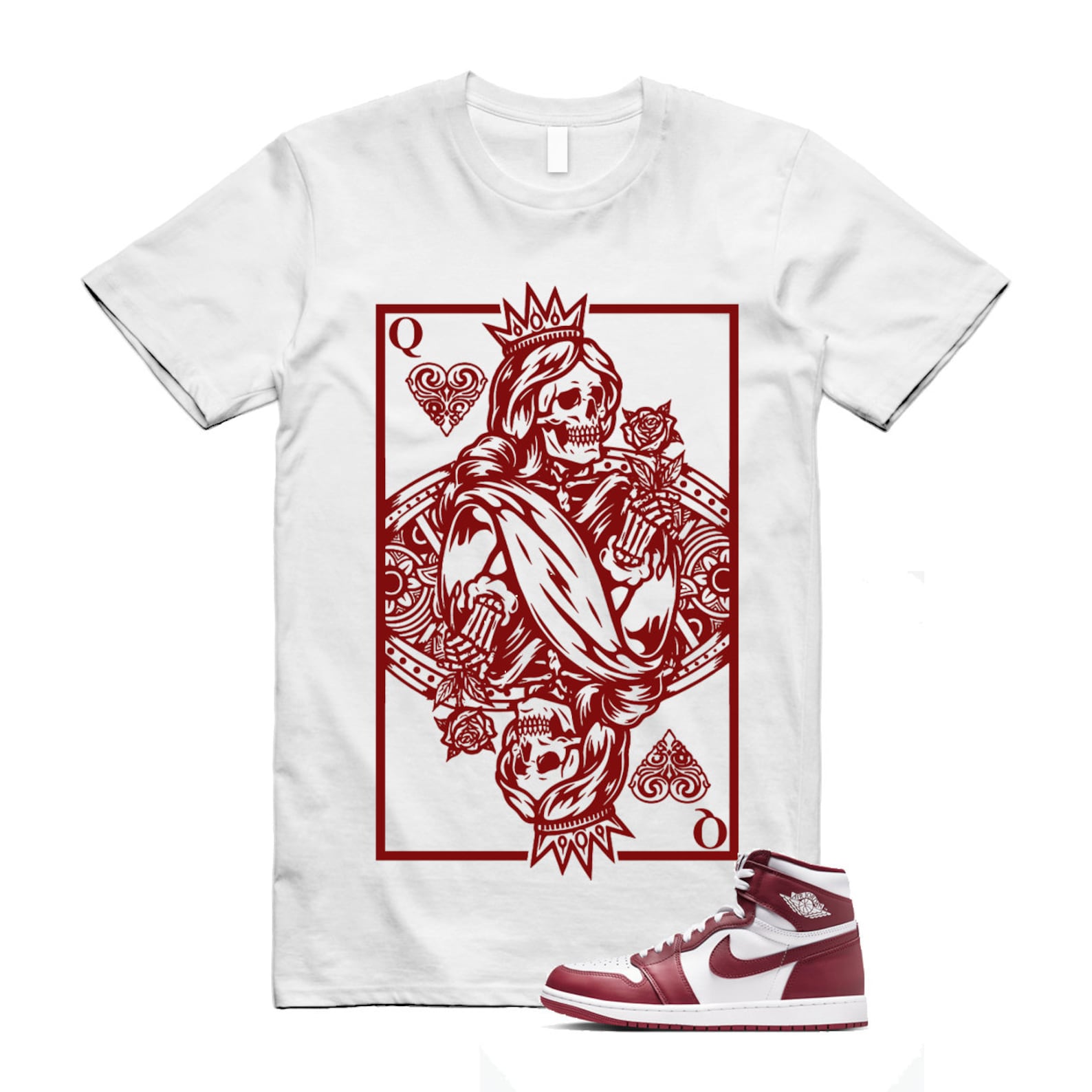 1 Artisanal Team Red Retro High OG White T Shirt Match QC DZ5485-160 T-Shirt, Sneaker Match Tee