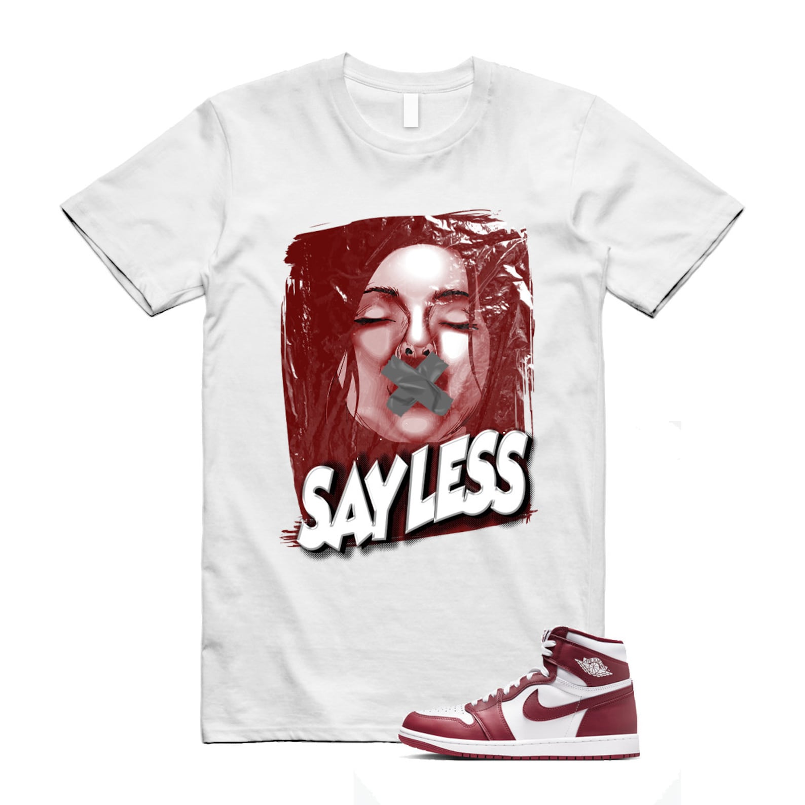 1 Artisanal Team Red Retro High OG White T Shirt Match SL DZ5485-160 T-Shirt, Sneaker Match Tee