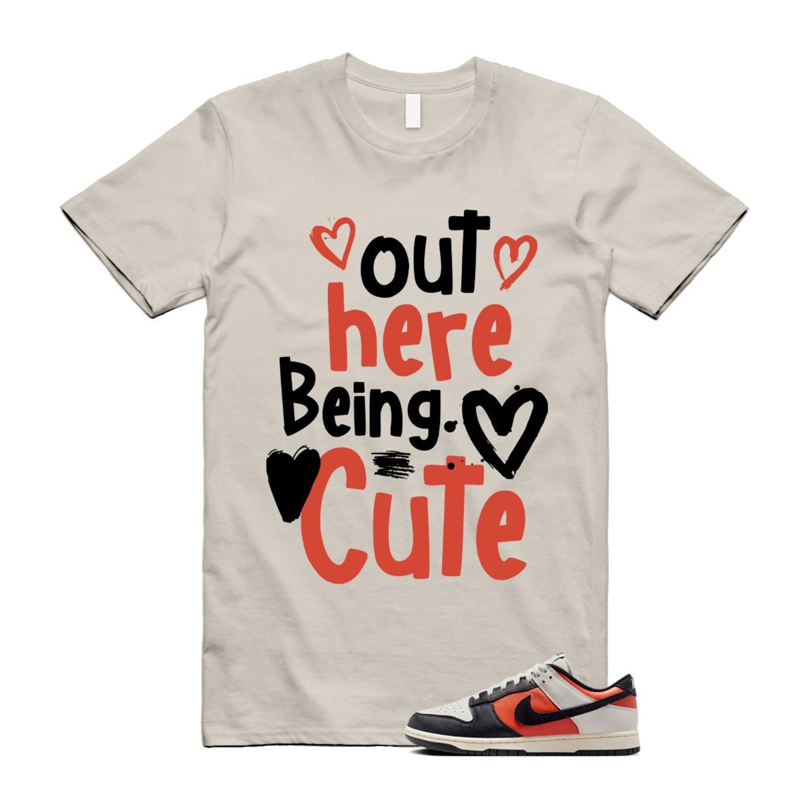 Dunk Vintage Coral Pale Ivory Phantom Black Low T Shirt Match Out Here Being Cute HQ4988-030 T-Shirt, Sneaker Match Tee