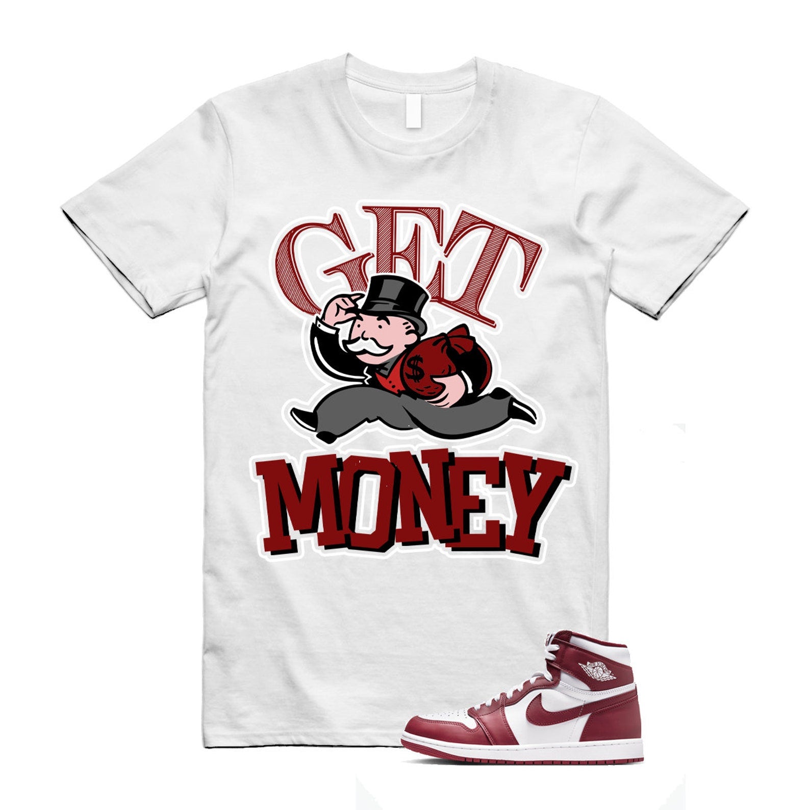 1 Artisanal Team Red Retro High OG White T Shirt Match GM DZ5485-160 T-Shirt, Sneaker Match Tee