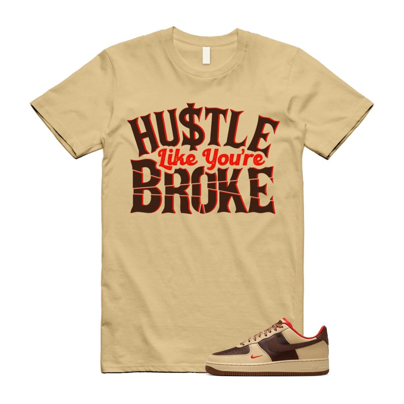 Air Force 1 Low '07 Light British Tan T Shirt Match BROKE HQ3447-222 T-Shirt, Sneaker Match Tee