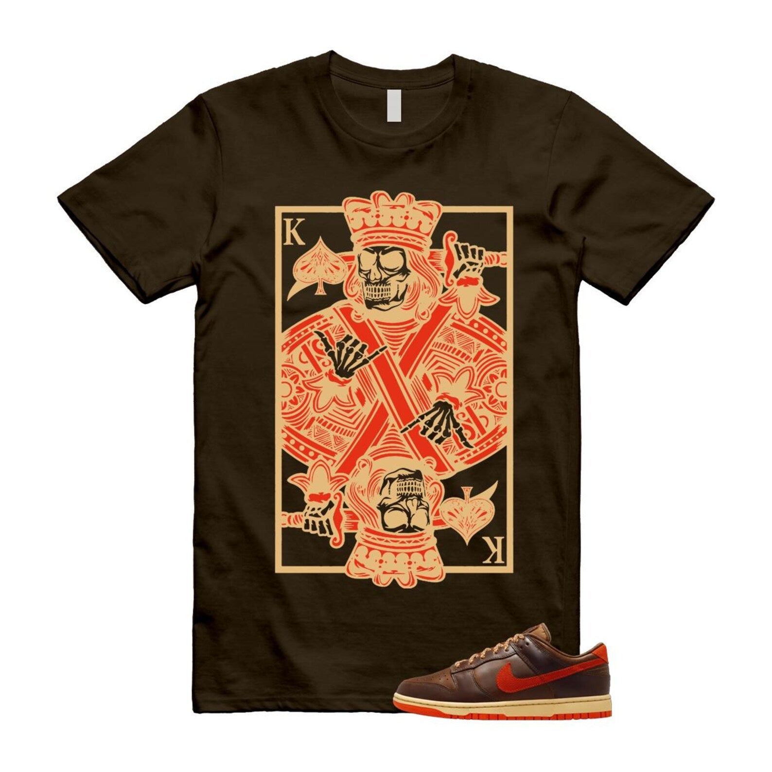 Dunk British Brown Light Tan Sesame Picante Red T Shirt Match KC HQ3448-262 T-Shirt, Sneaker Match Tee