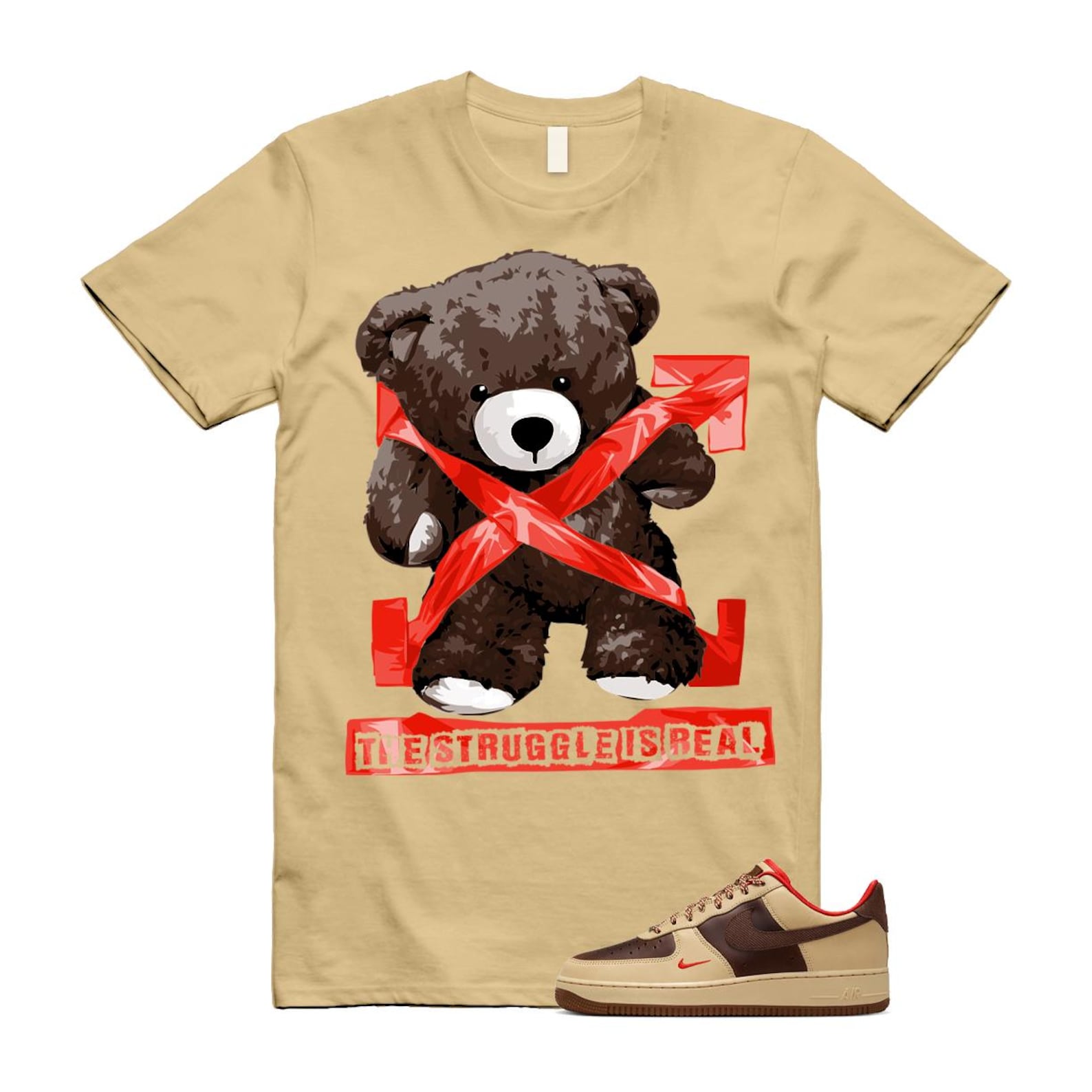 Air Force 1 Low '07 Light British Tan T Shirt Match STRUG HQ3447-222 T-Shirt, Sneaker Match Tee