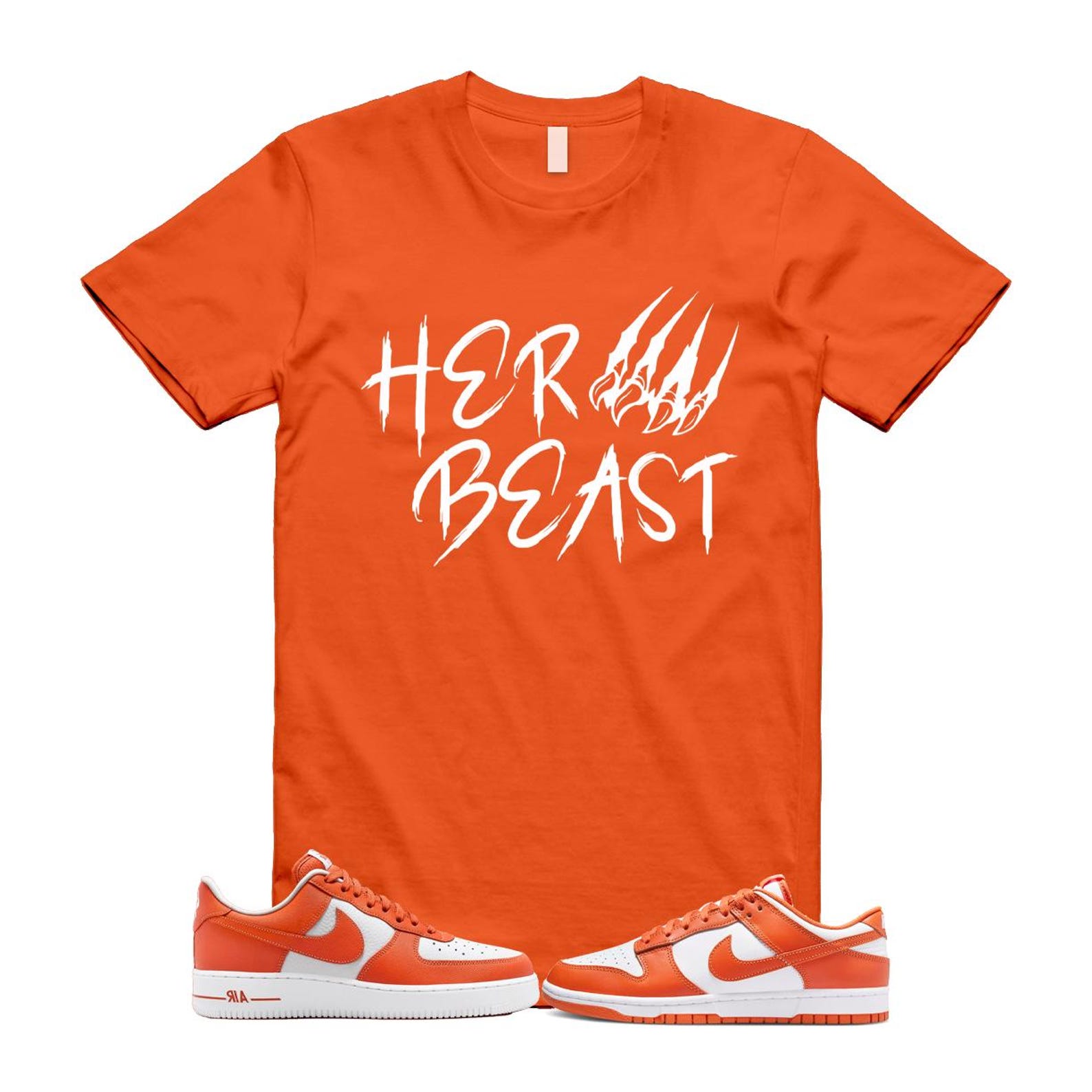 Dunk Cosmic Clay White Orange Low Air Force 1 '07 T Shirt Match BEAST DV0833-114 T-Shirt, Sneaker Match Tee