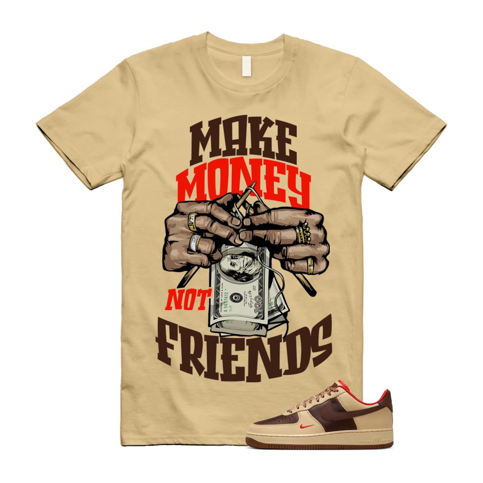 Air Force 1 Low '07 Light British Tan T Shirt Match MM HQ3447-222 T-Shirt, Sneaker Match Tee