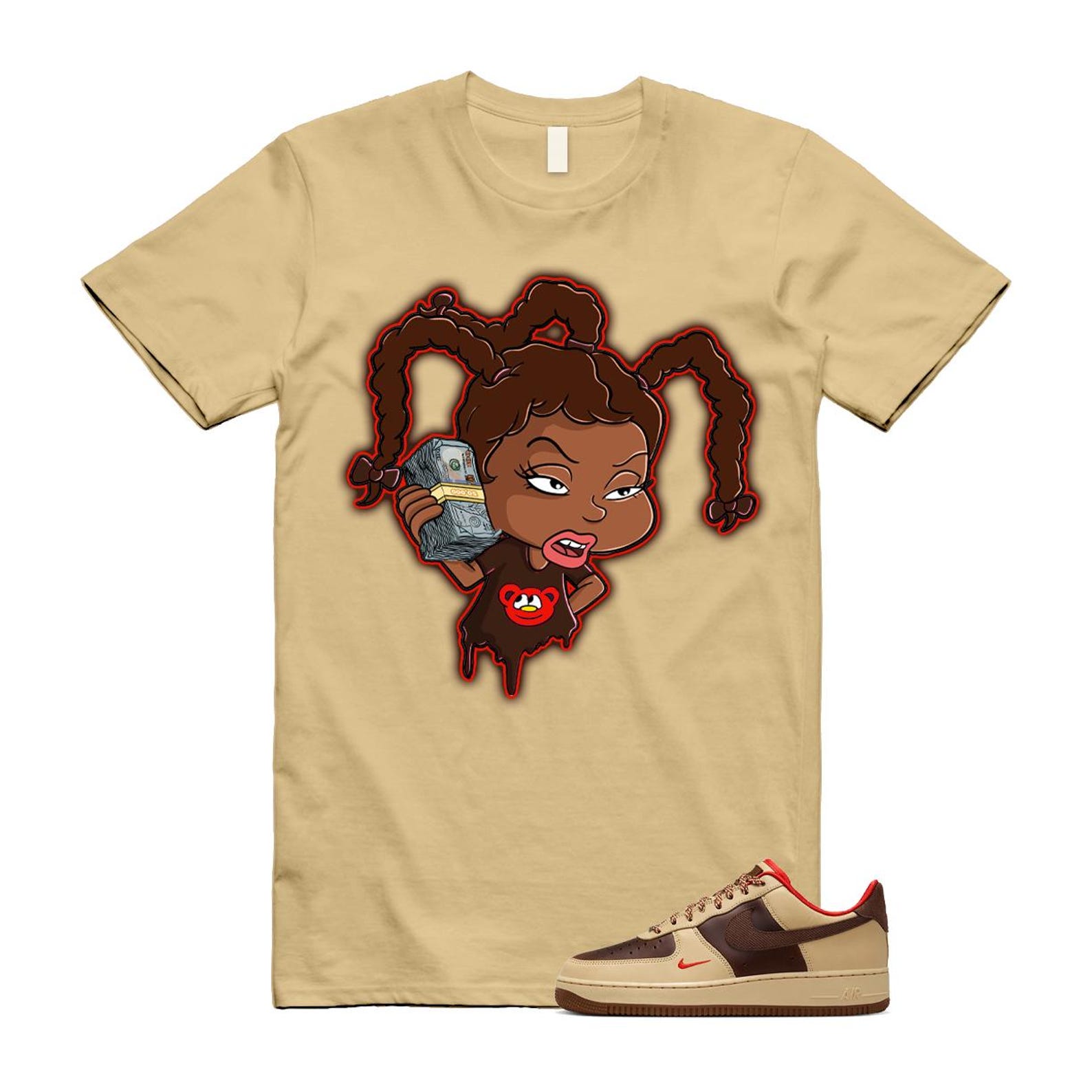 Air Force 1 Low '07 Light British Tan T Shirt Match SUSIE HQ3447-222 T-Shirt, Sneaker Match Tee