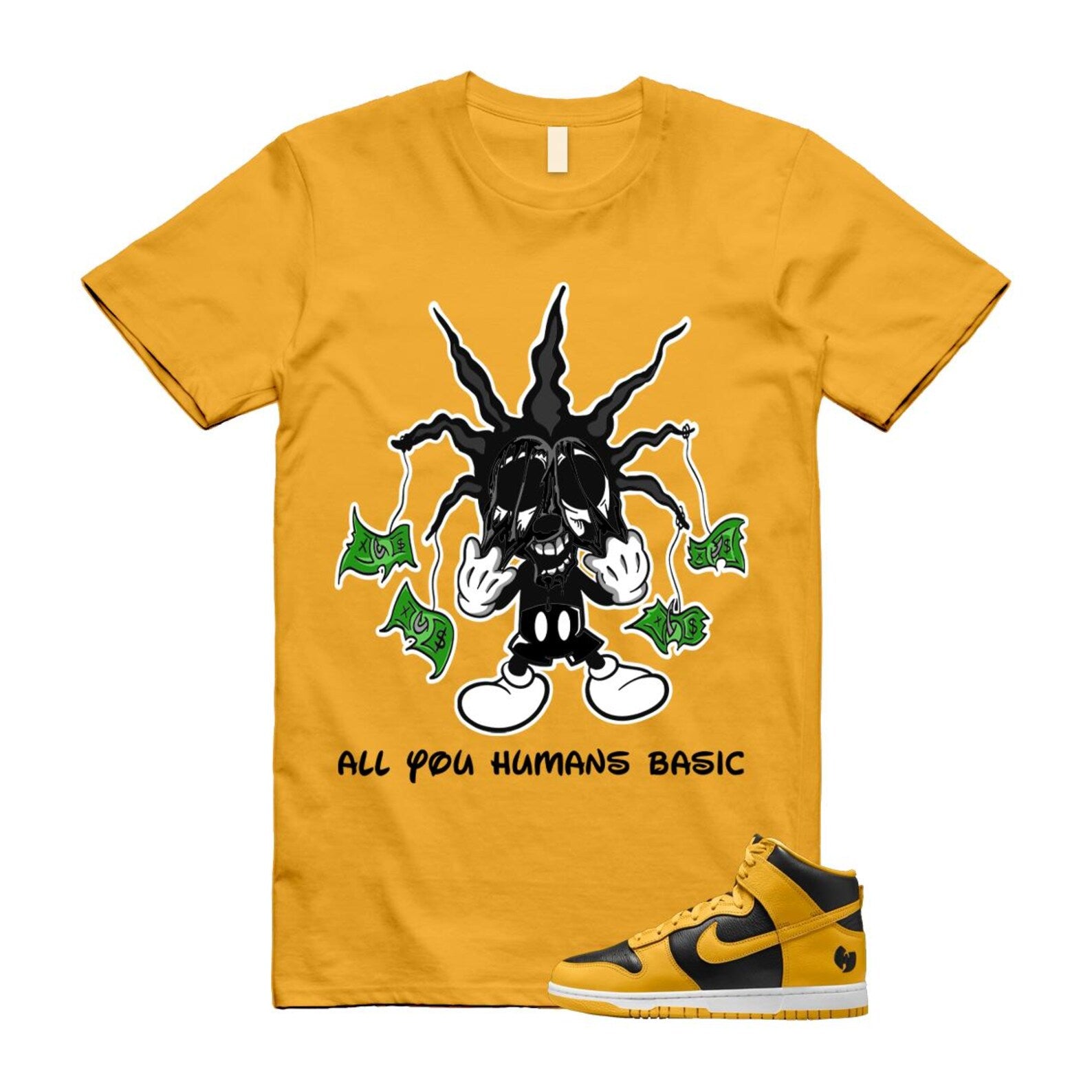 Dunk Tang Black Pollen White Yellow Gold High T Shirt Match HOOK HJ4320-001 T-Shirt, Sneaker Match Tee