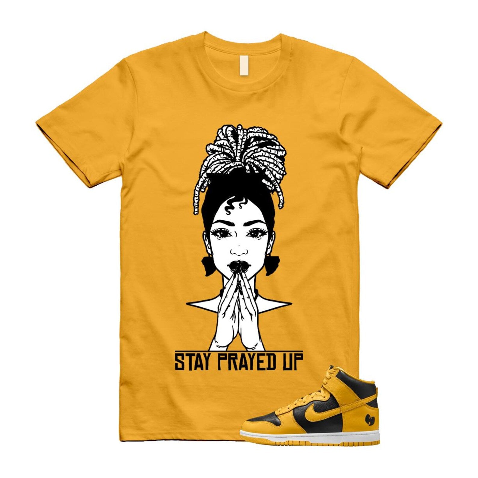 Dunk Tang Black Pollen White Yellow Gold High T Shirt Match PRAY HJ4320-001 T-Shirt, Sneaker Match Tee