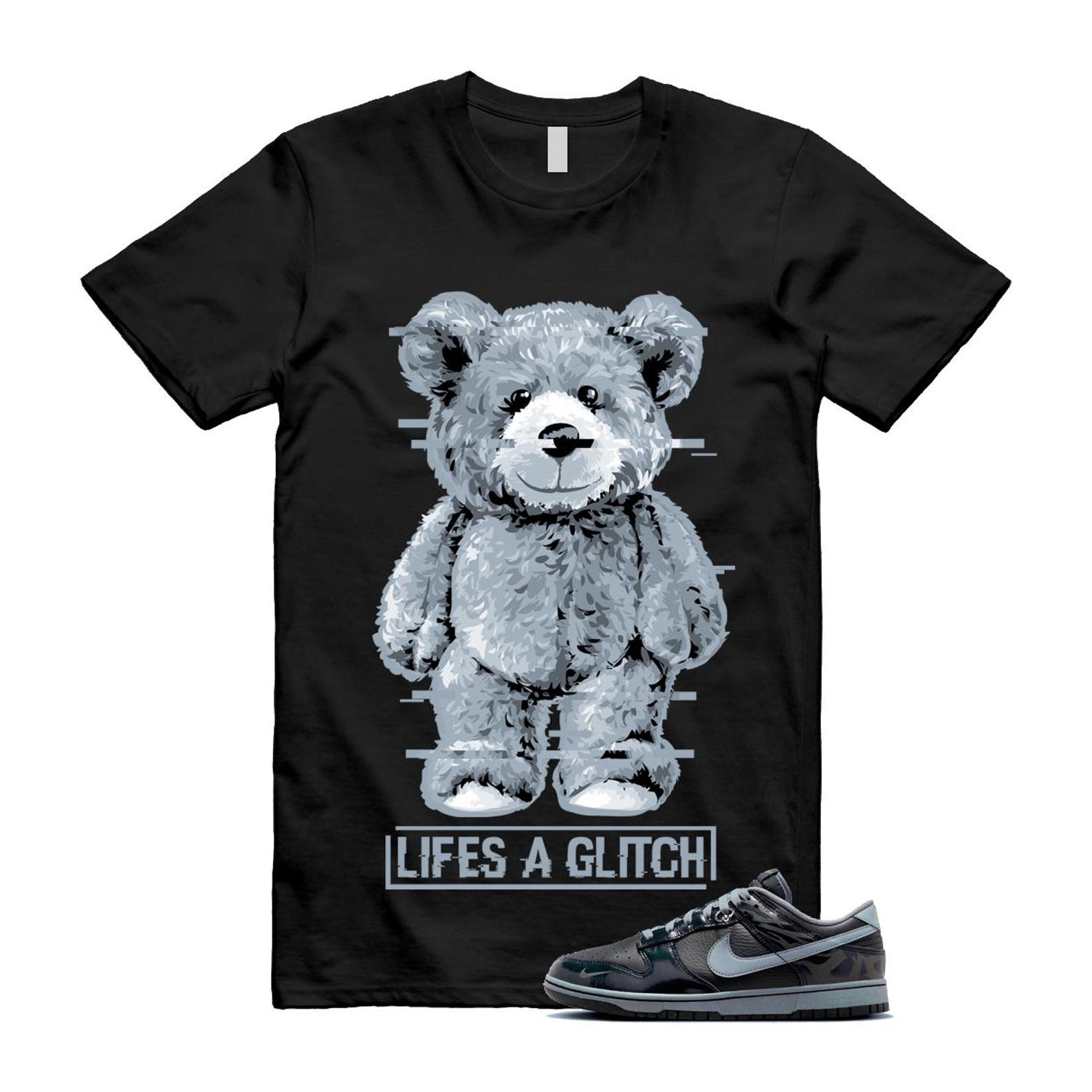 Dunk Berlin Black Off Noir Cool Grey Jade Horizon Low T Shirt Match GLITCH FZ3053-001 T-Shirt, Sneaker Match Tee