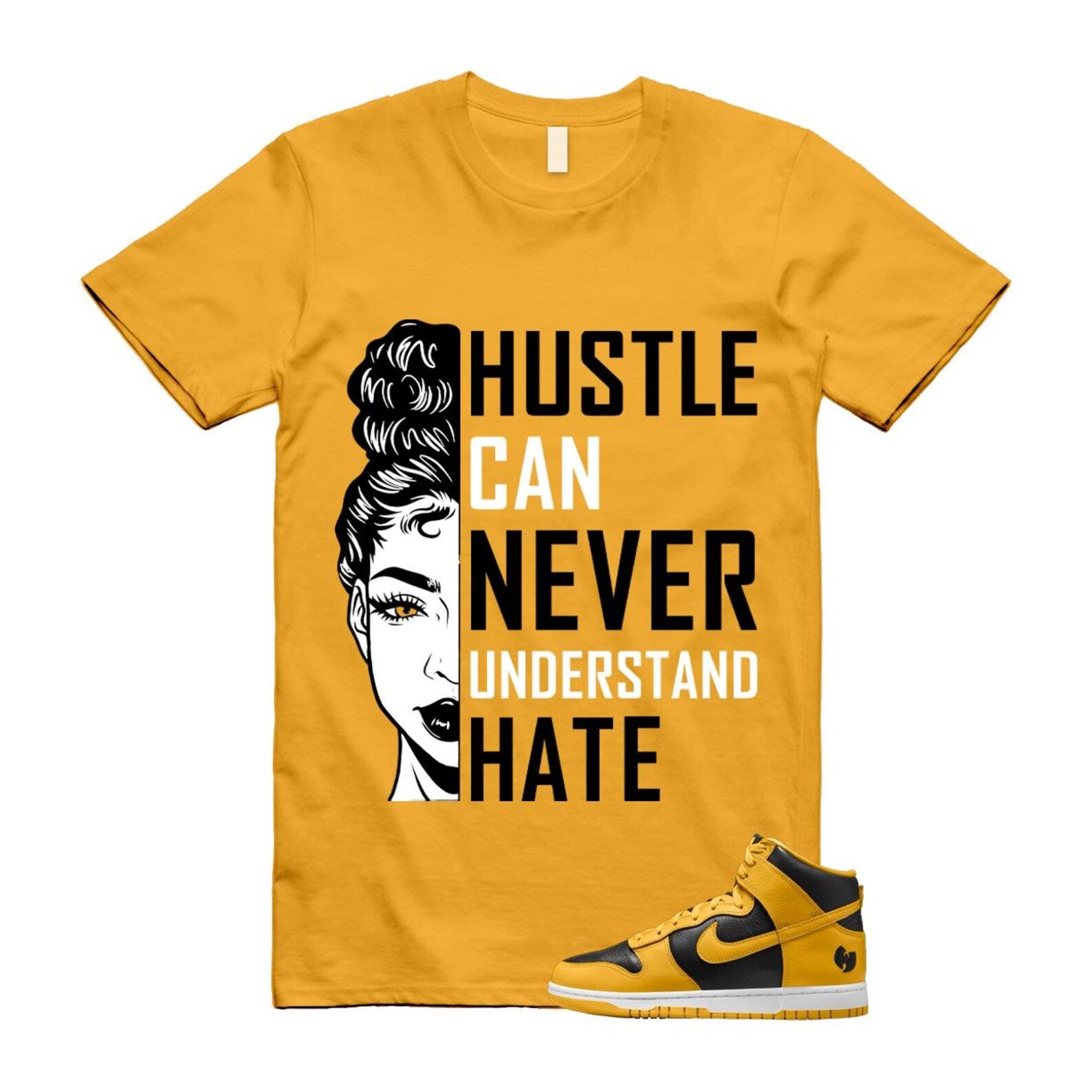 Dunk Tang Black Pollen White Yellow Gold High T Shirt Match HUSTLE HJ4320-001 T-Shirt, Sneaker Match Tee