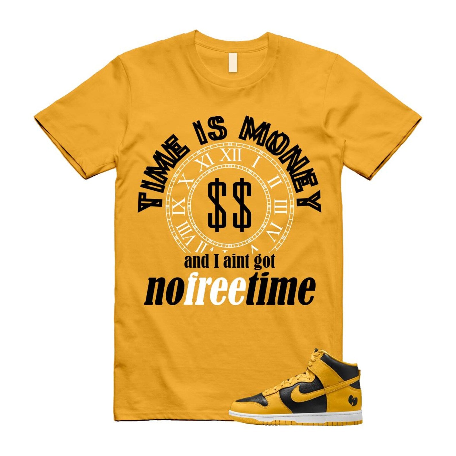 Dunk Tang Black Pollen White Yellow Gold High T Shirt Match FREE TIME HJ4320-001 T-Shirt, Sneaker Match Tee