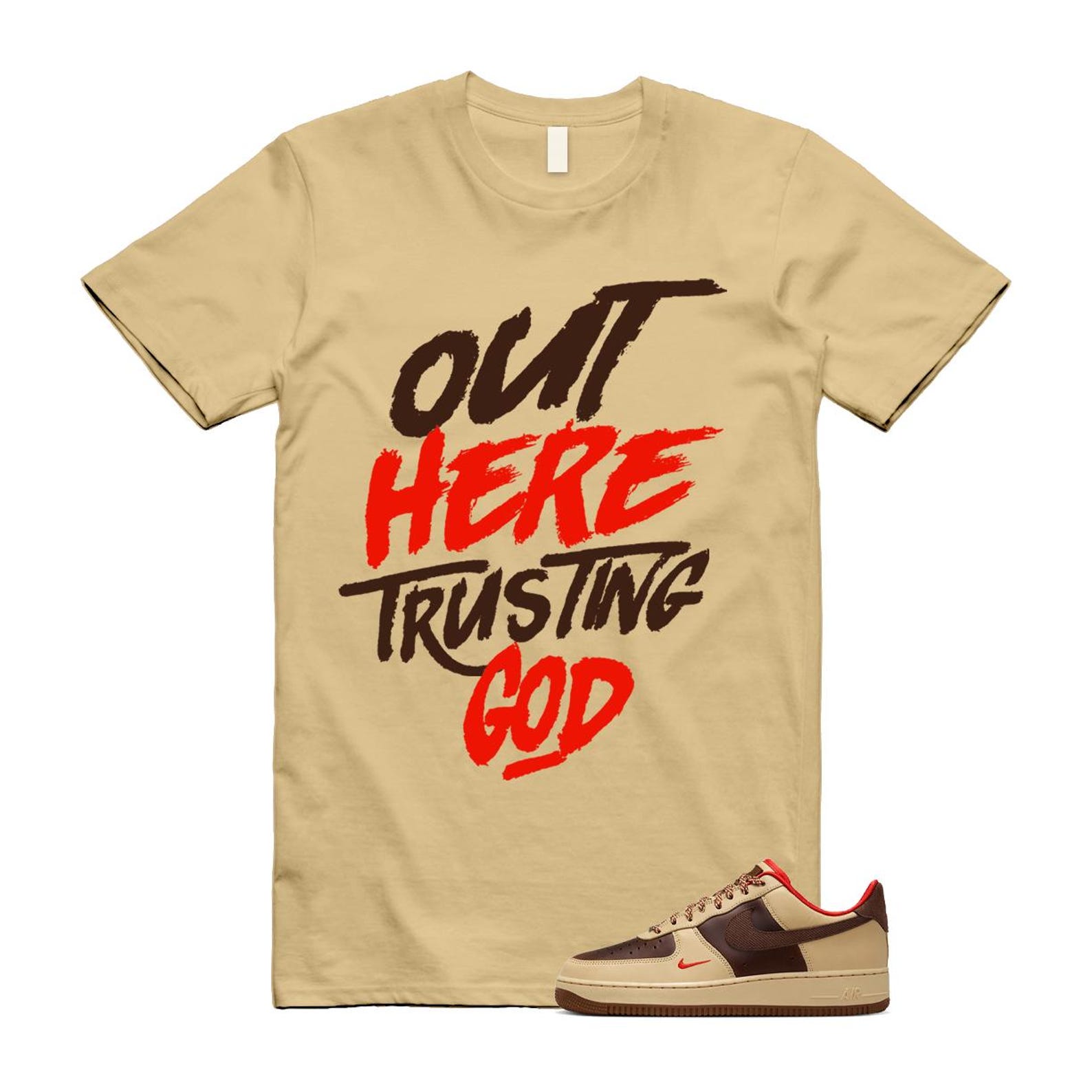 Air Force 1 Low '07 Light British Tan T Shirt Match TG HQ3447-222 T-Shirt, Sneaker Match Tee