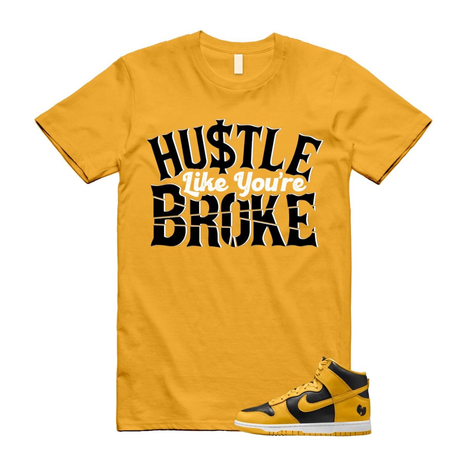 Dunk Tang Black Pollen White Yellow Gold High T Shirt Match BROKE HJ4320-001 T-Shirt, Sneaker Match Tee