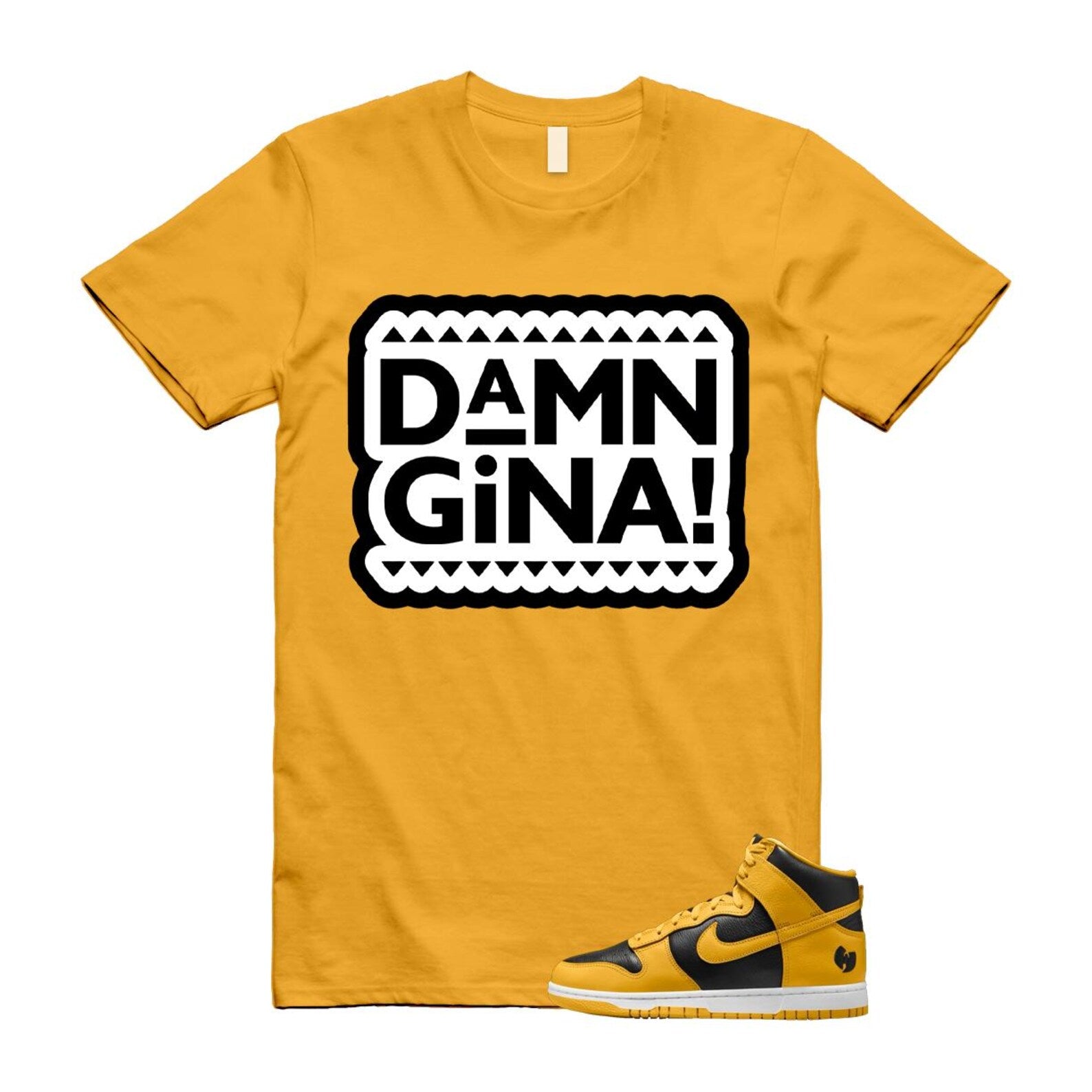 Dunk Tang Black Pollen White Yellow Gold High T Shirt Match GINA HJ4320-001 T-Shirt, Sneaker Match Tee