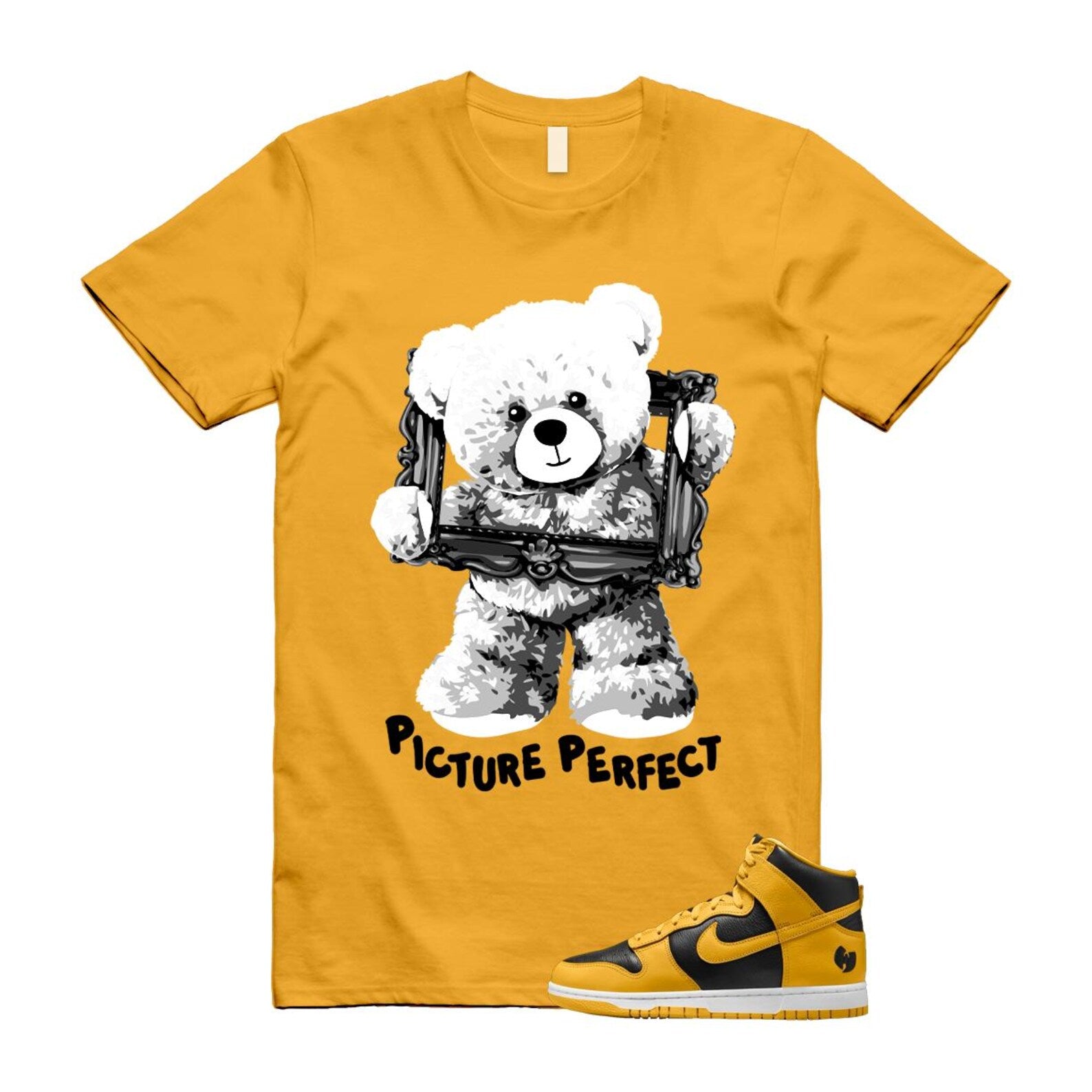 Dunk Tang Black Pollen White Yellow Gold High T Shirt Match PIC HJ4320-001 T-Shirt, Sneaker Match Tee