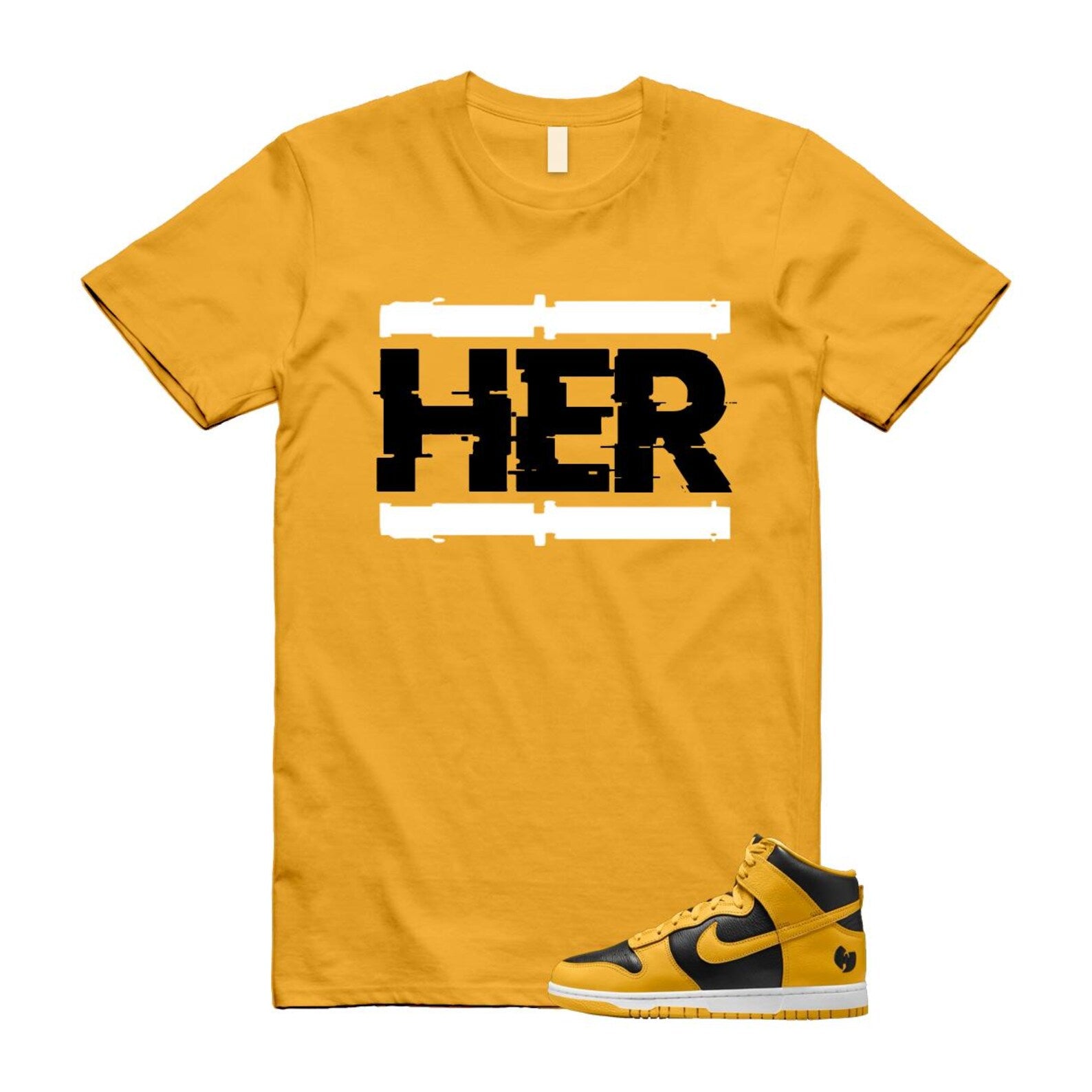 Dunk Tang Black Pollen White Yellow Gold High T Shirt Match HER HJ4320-001 T-Shirt, Sneaker Match Tee