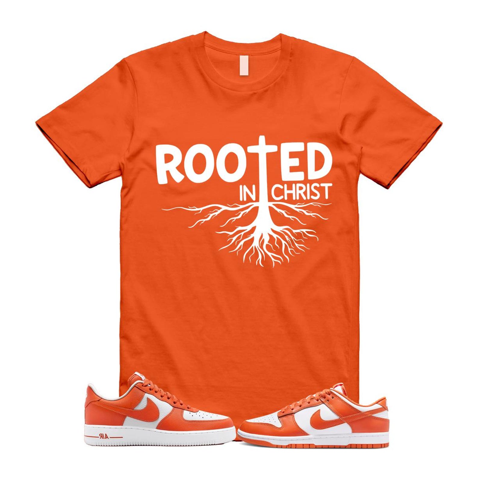 Dunk Cosmic Clay White Orange Low Air Force 1 '07 T Shirt Match ROOTED DV0833-114 T-Shirt, Sneaker Match Tee