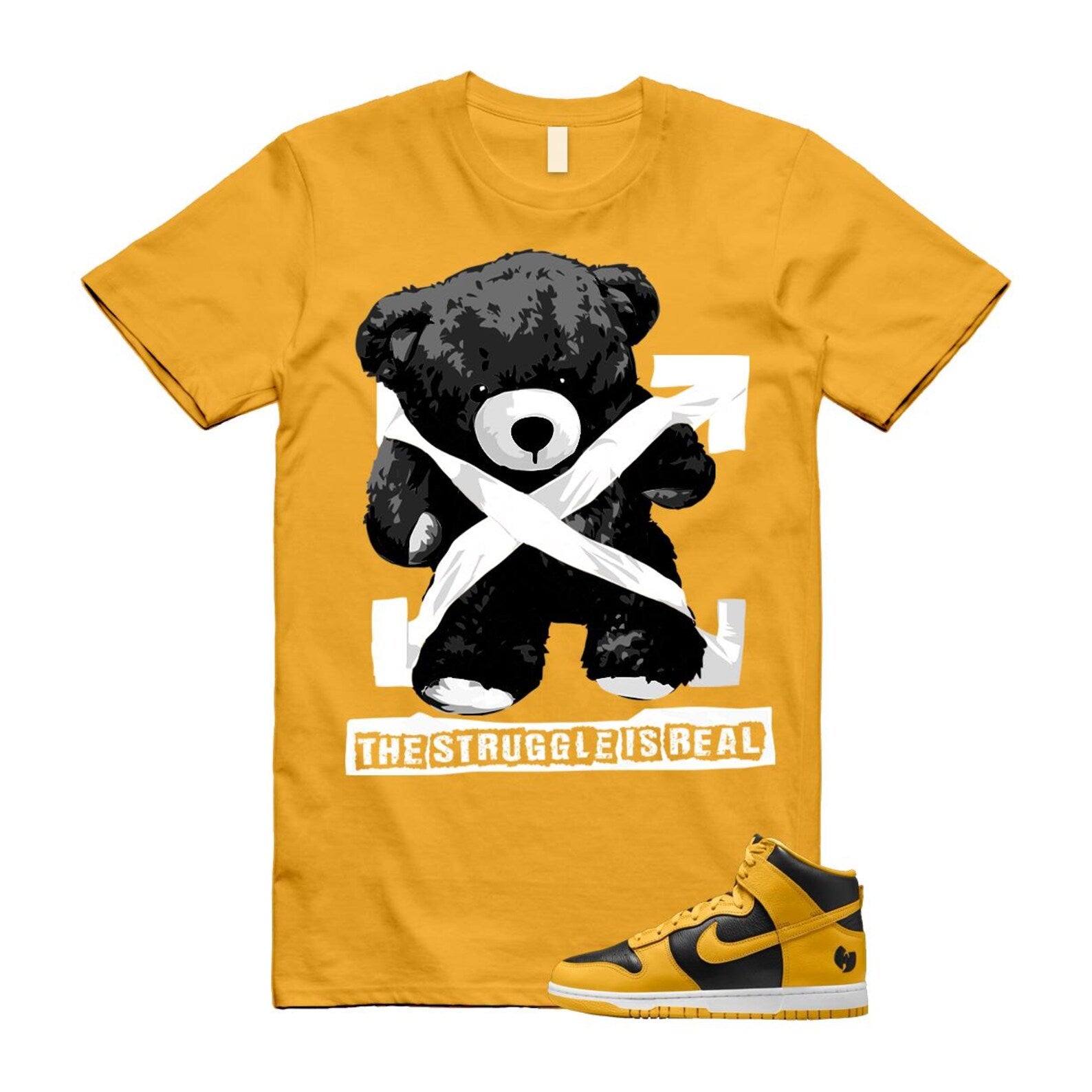 Dunk Tang Black Pollen White Yellow Gold High T Shirt Match STRUG HJ4320-001 T-Shirt, Sneaker Match Tee